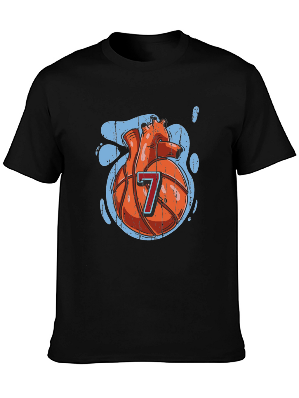 Basketball Heart Graphic Tee - Black Cotton T-Shirt