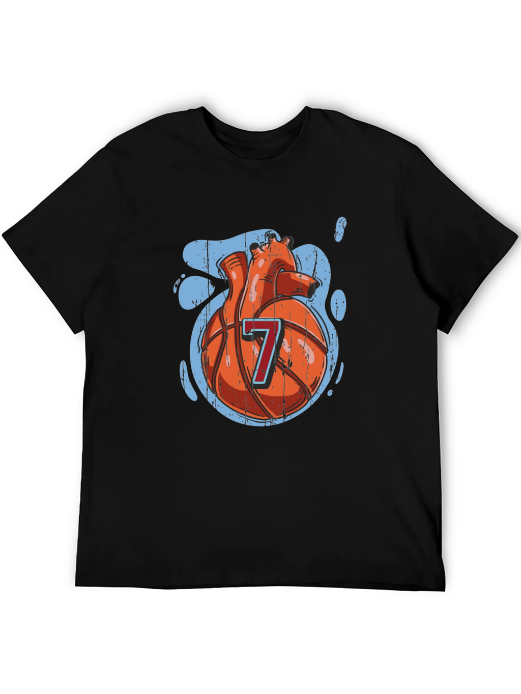 Basketball Heart Graphic Tee - Black Cotton T-Shirt