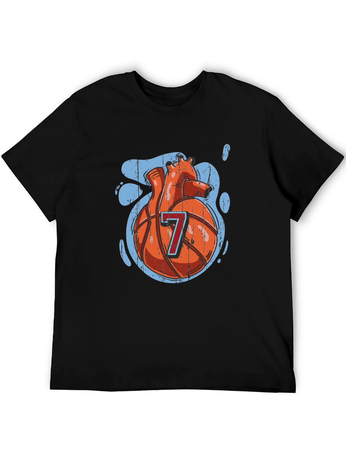 Basketball Heart Graphic Tee - Black Cotton T-Shirt