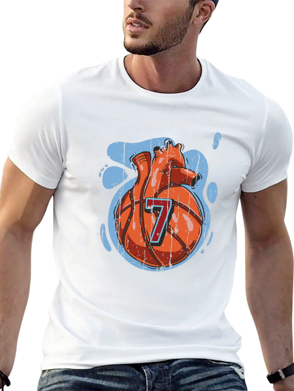 Basketball Heart Graphic Tee - Black Cotton T-Shirt