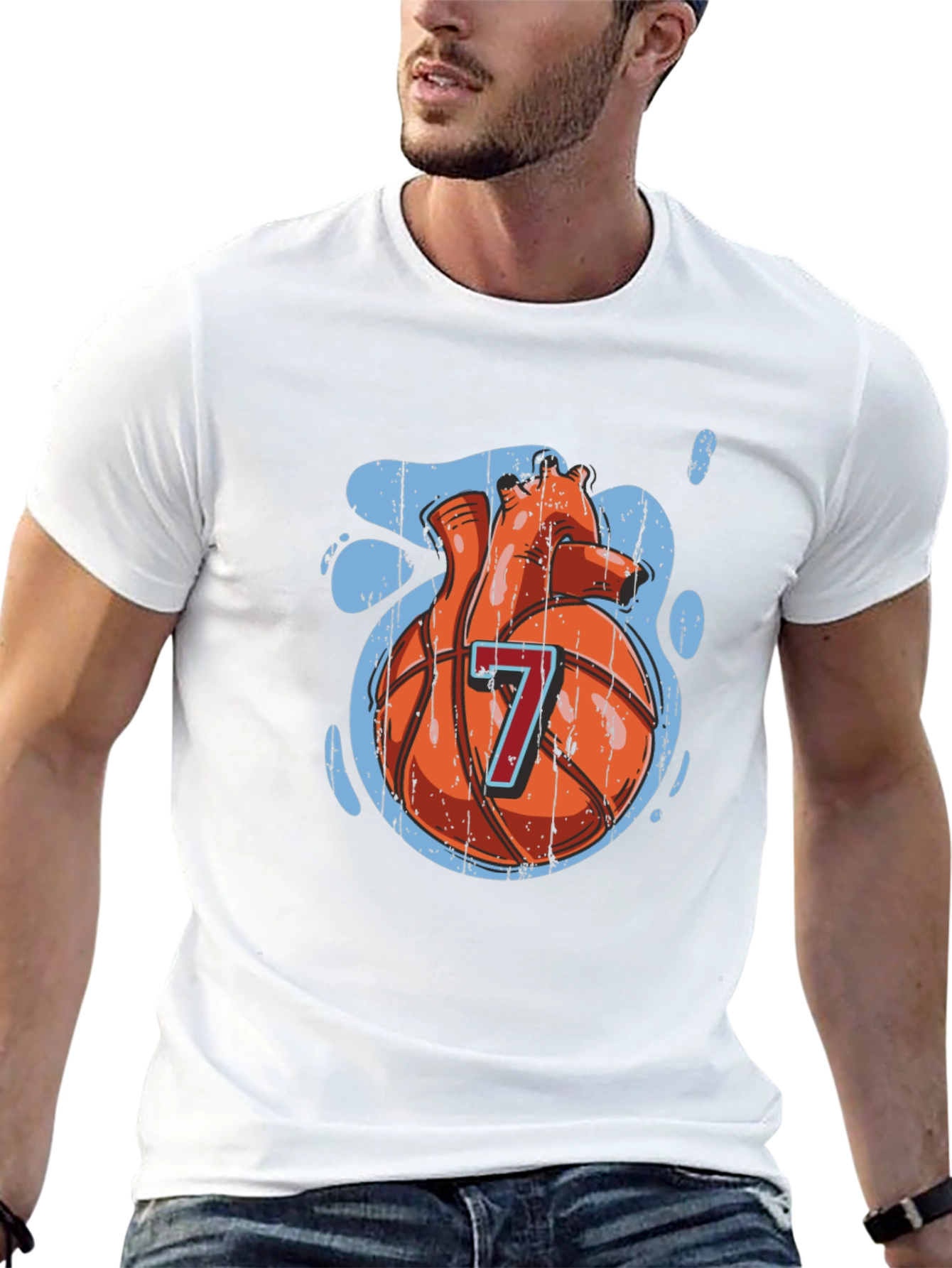 Basketball Heart Graphic Tee - Black Cotton T-Shirt