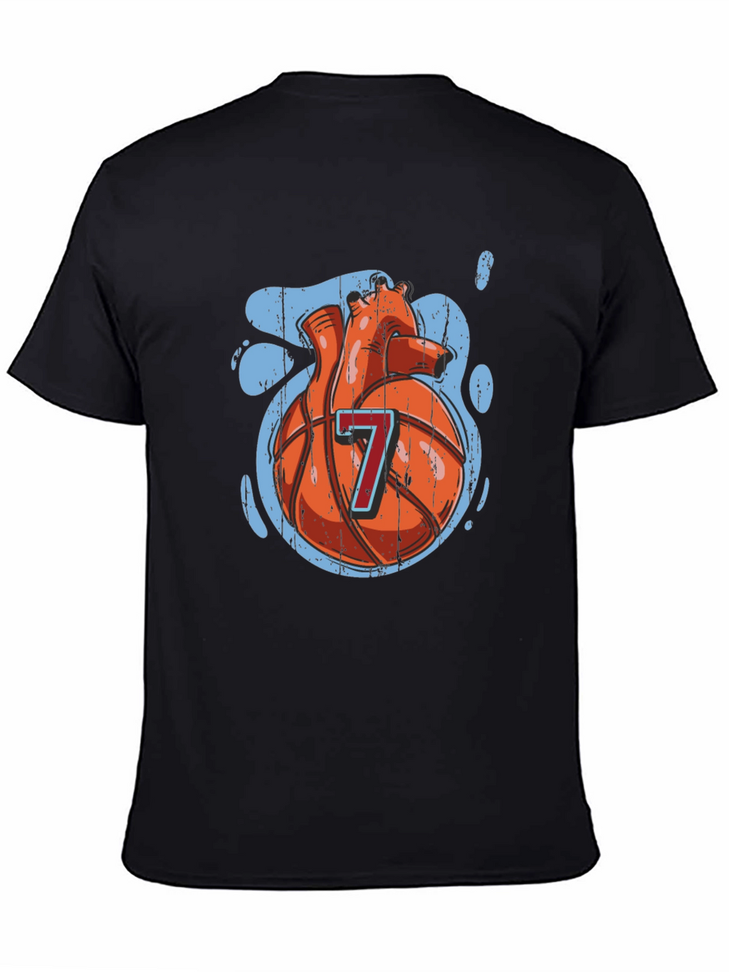 Basketball Heart Graphic Tee - Black Cotton T-Shirt