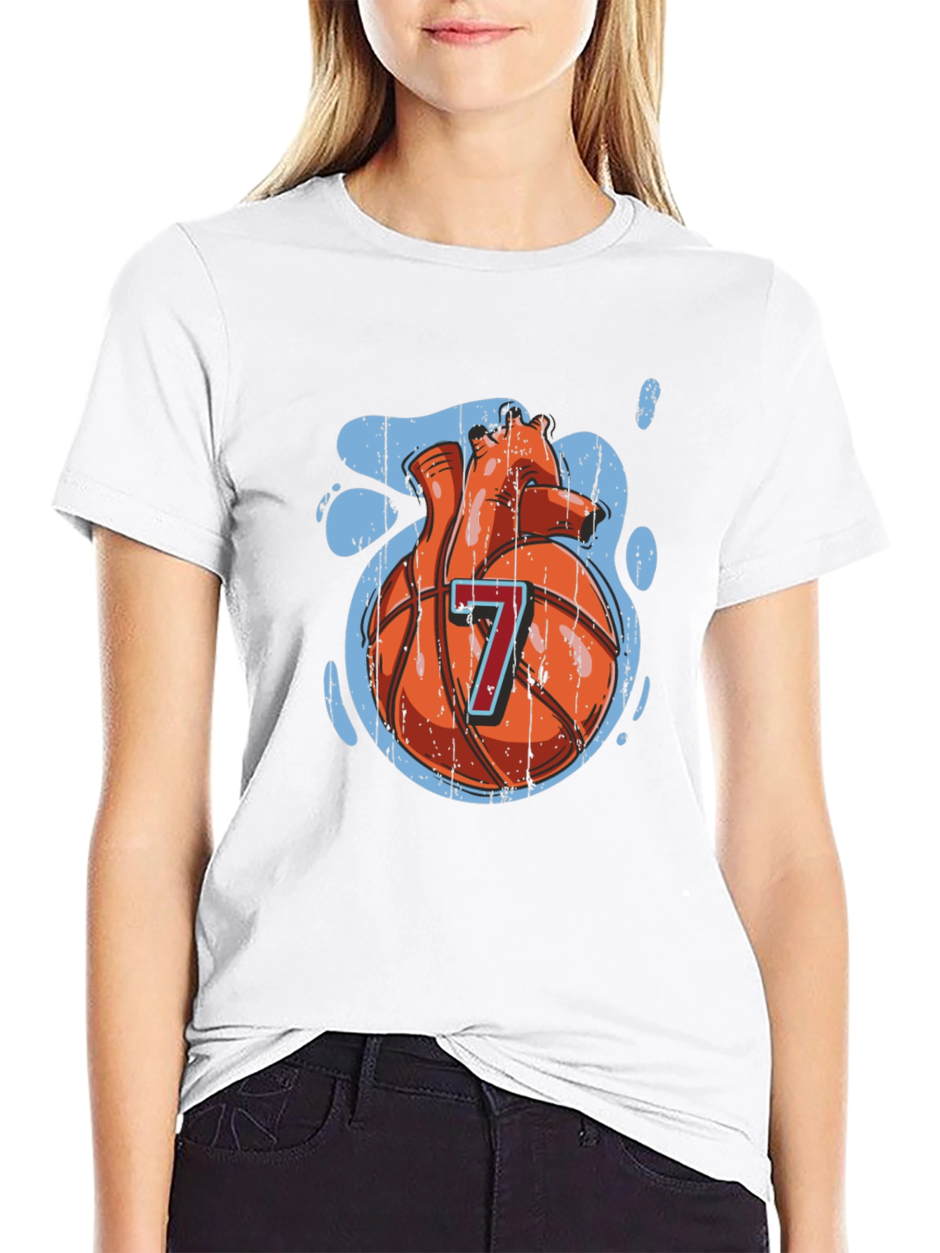 Basketball Heart Graphic Tee - Black Cotton T-Shirt