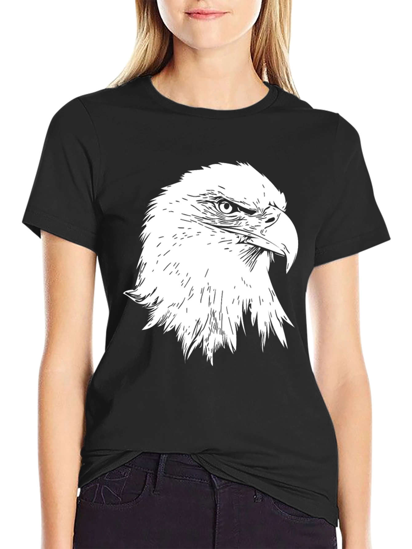 Eagle Graphic Print T-Shirt - Black