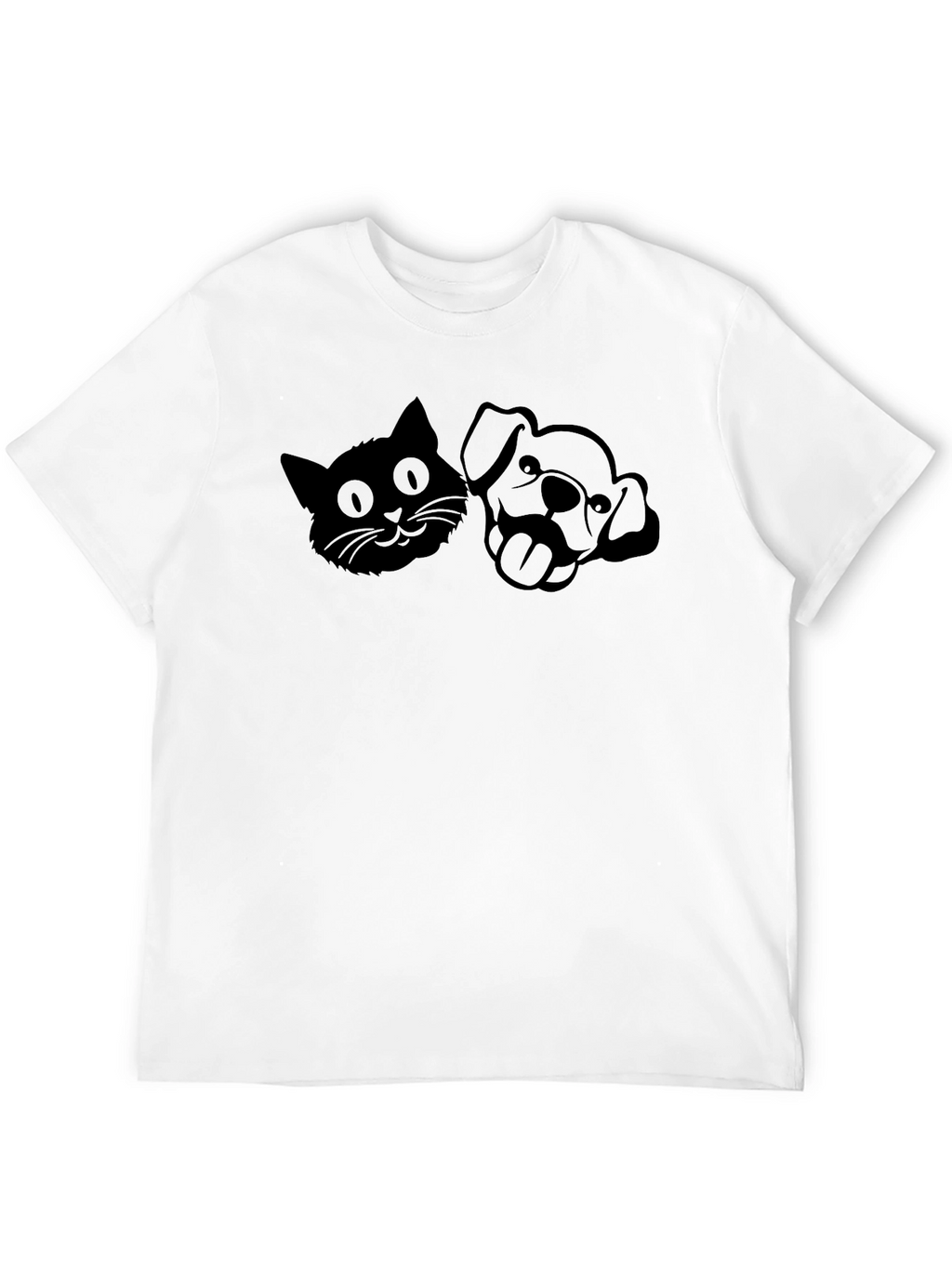 Cat and Dog Silhouette Black T-Shirt