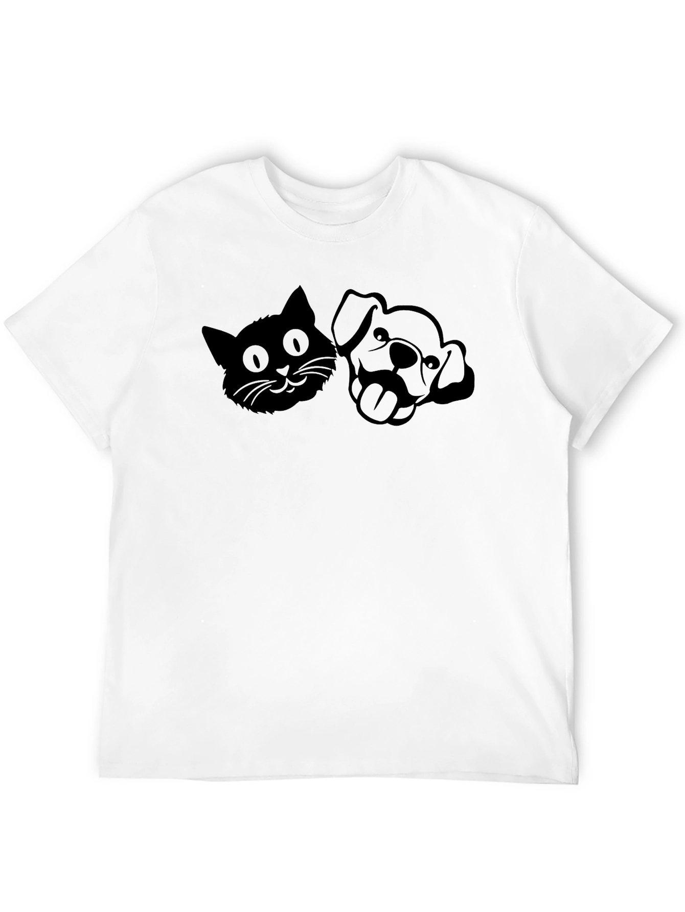 Cat and Dog Silhouette Black T-Shirt