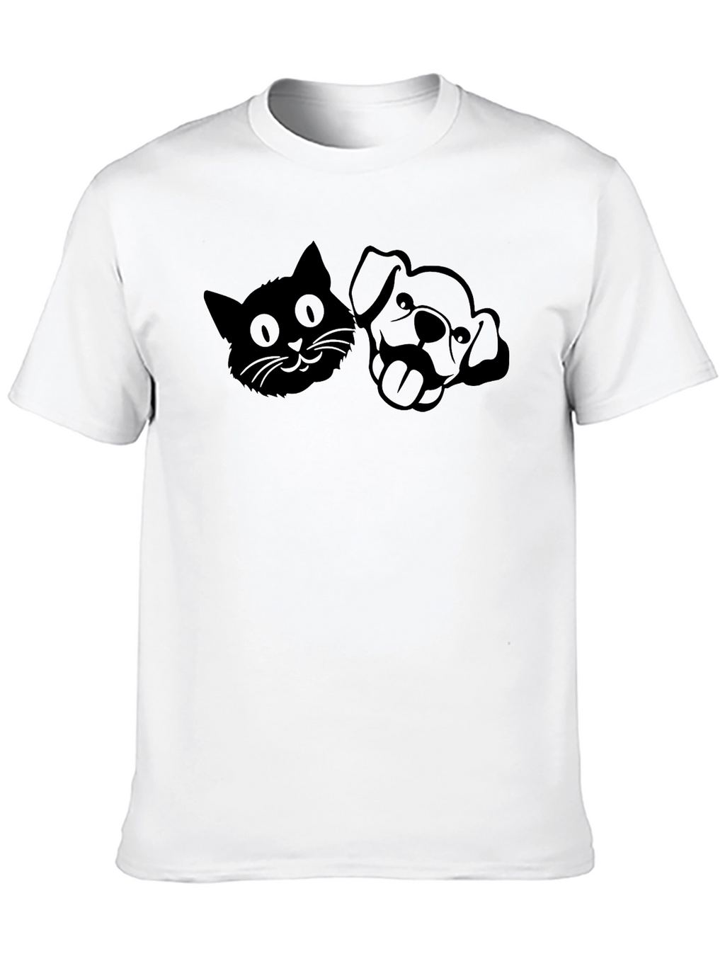 Cat and Dog Silhouette Black T-Shirt