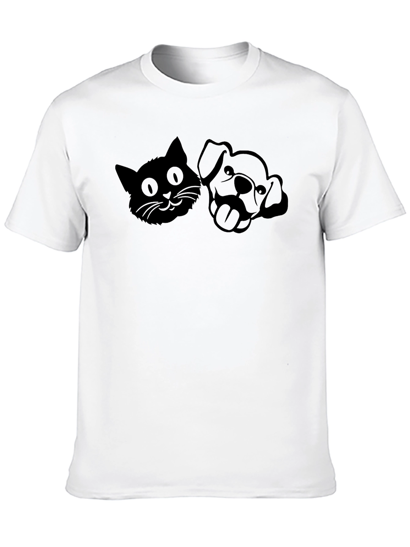Cat and Dog Silhouette Black T-Shirt