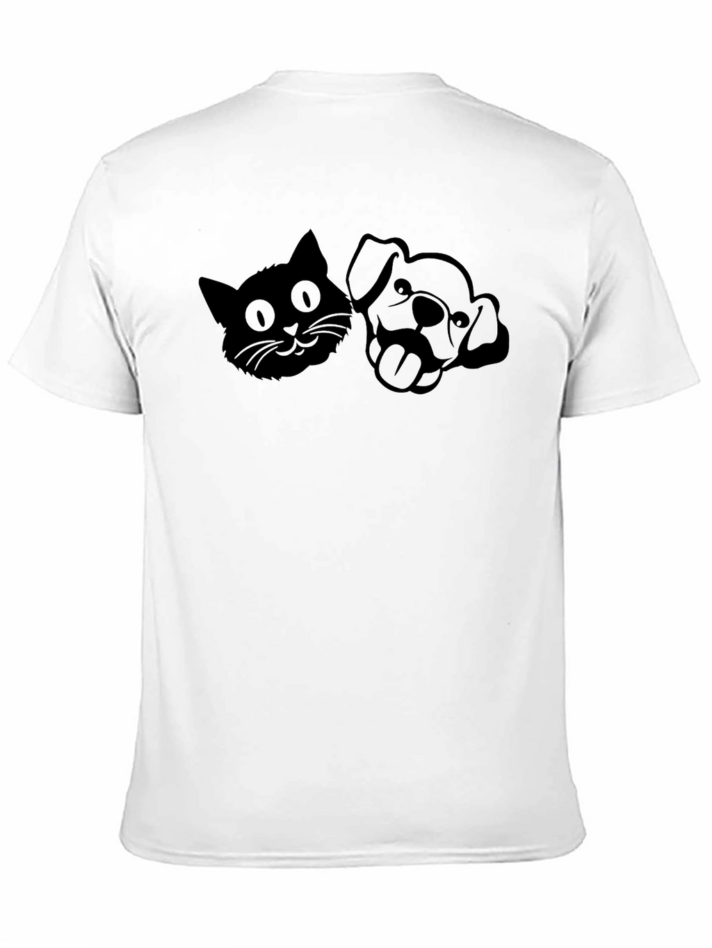 Cat and Dog Silhouette Black T-Shirt