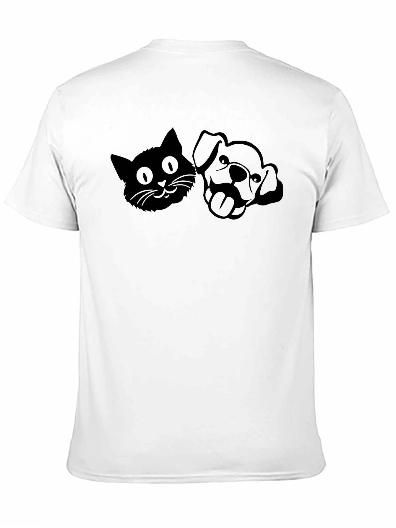Cat and Dog Silhouette Black T-Shirt