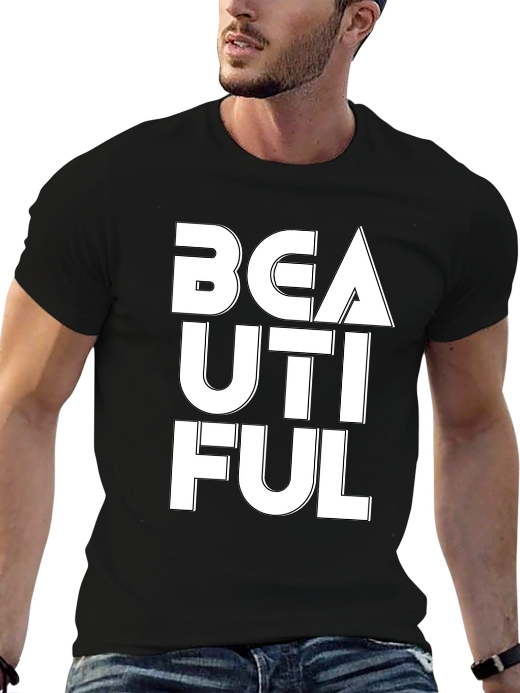 Beautiful Graphic Tee - Black Cotton T-Shirt