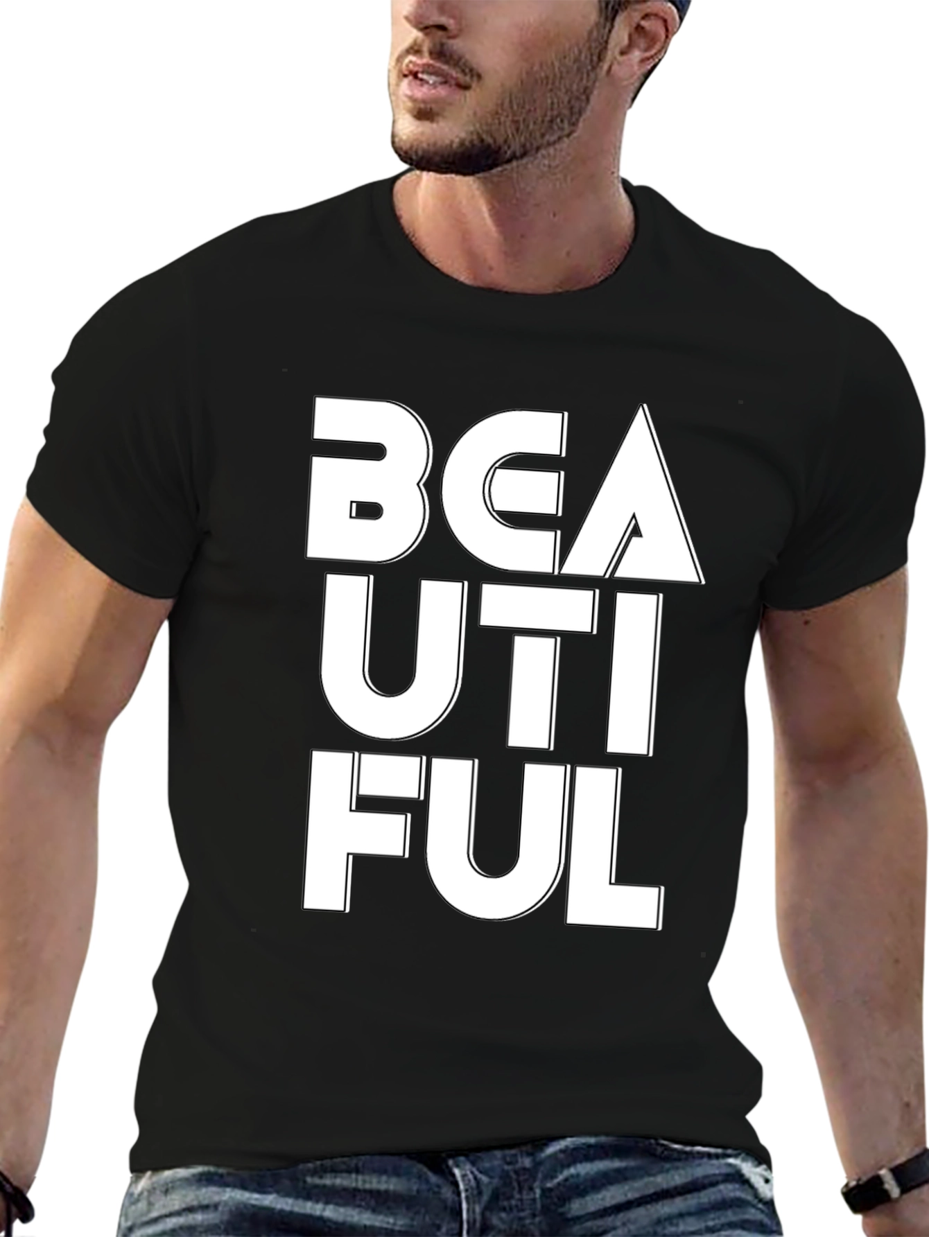 Beautiful Graphic Tee - Black Cotton T-Shirt