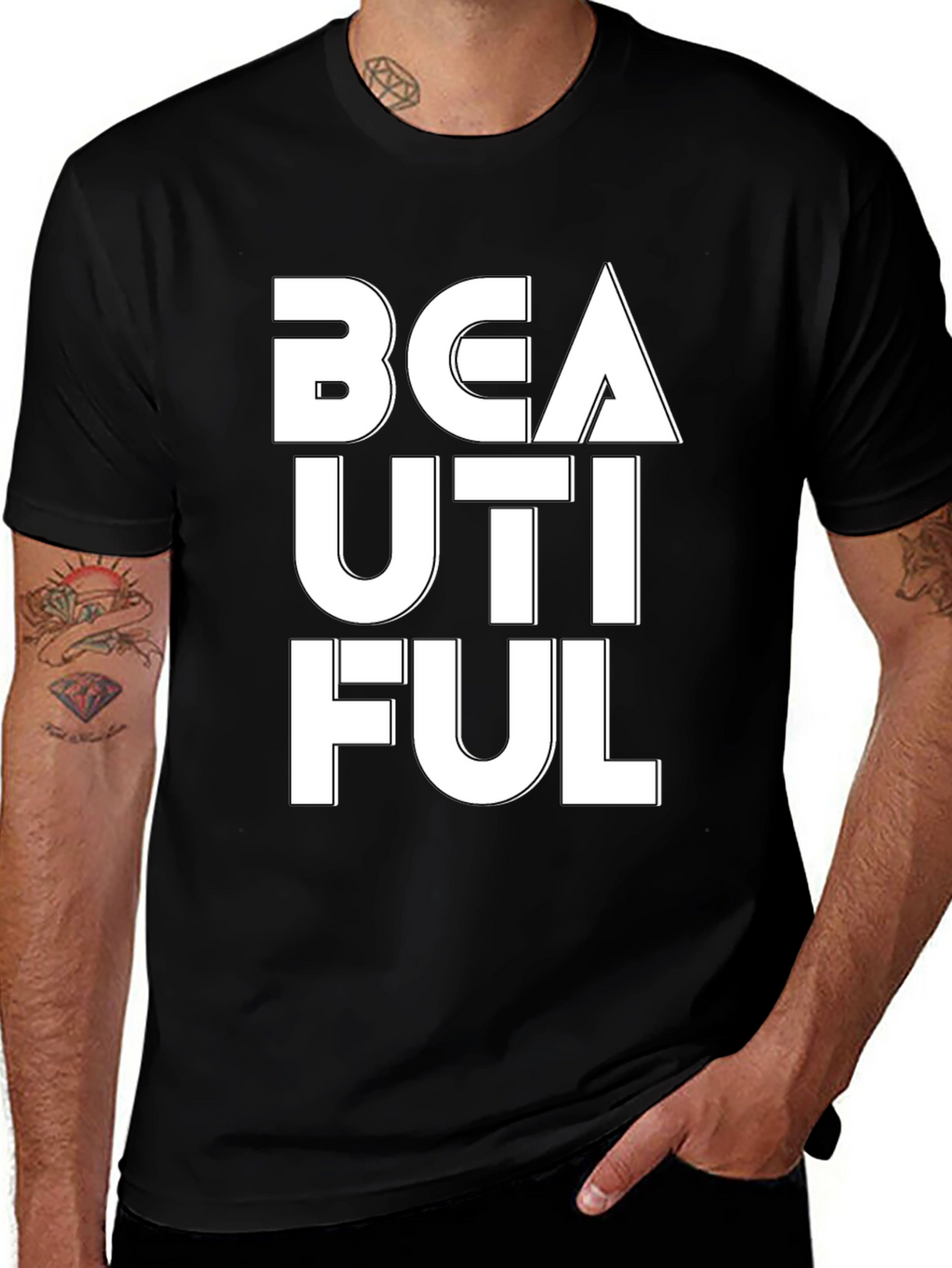 Beautiful Graphic Tee - Black Cotton T-Shirt