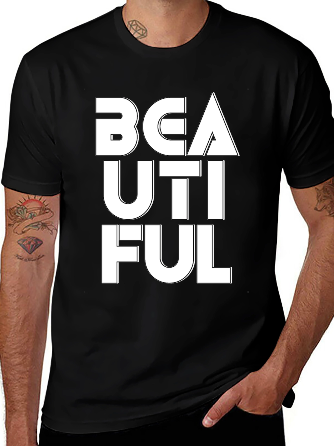 Beautiful Graphic Tee - Black Cotton T-Shirt