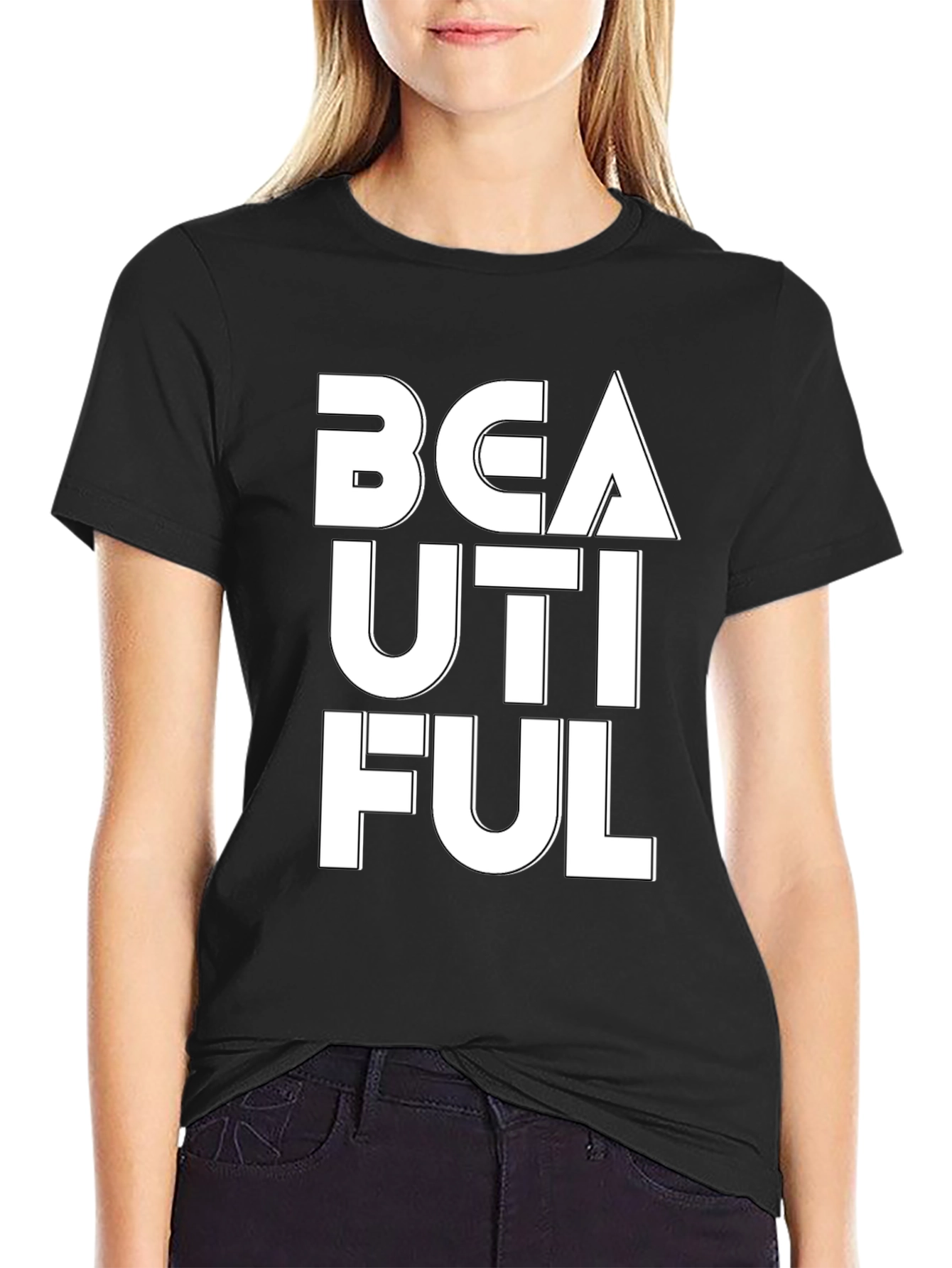 Beautiful Graphic Tee - Black Cotton T-Shirt