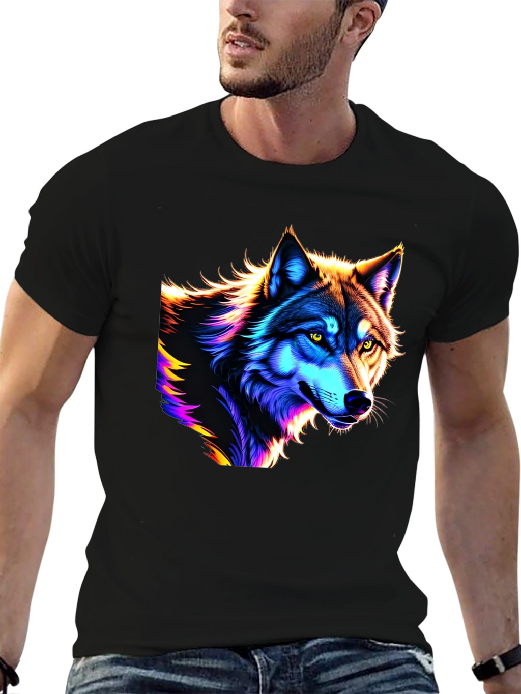 Neon Wolf Graphic T-Shirt