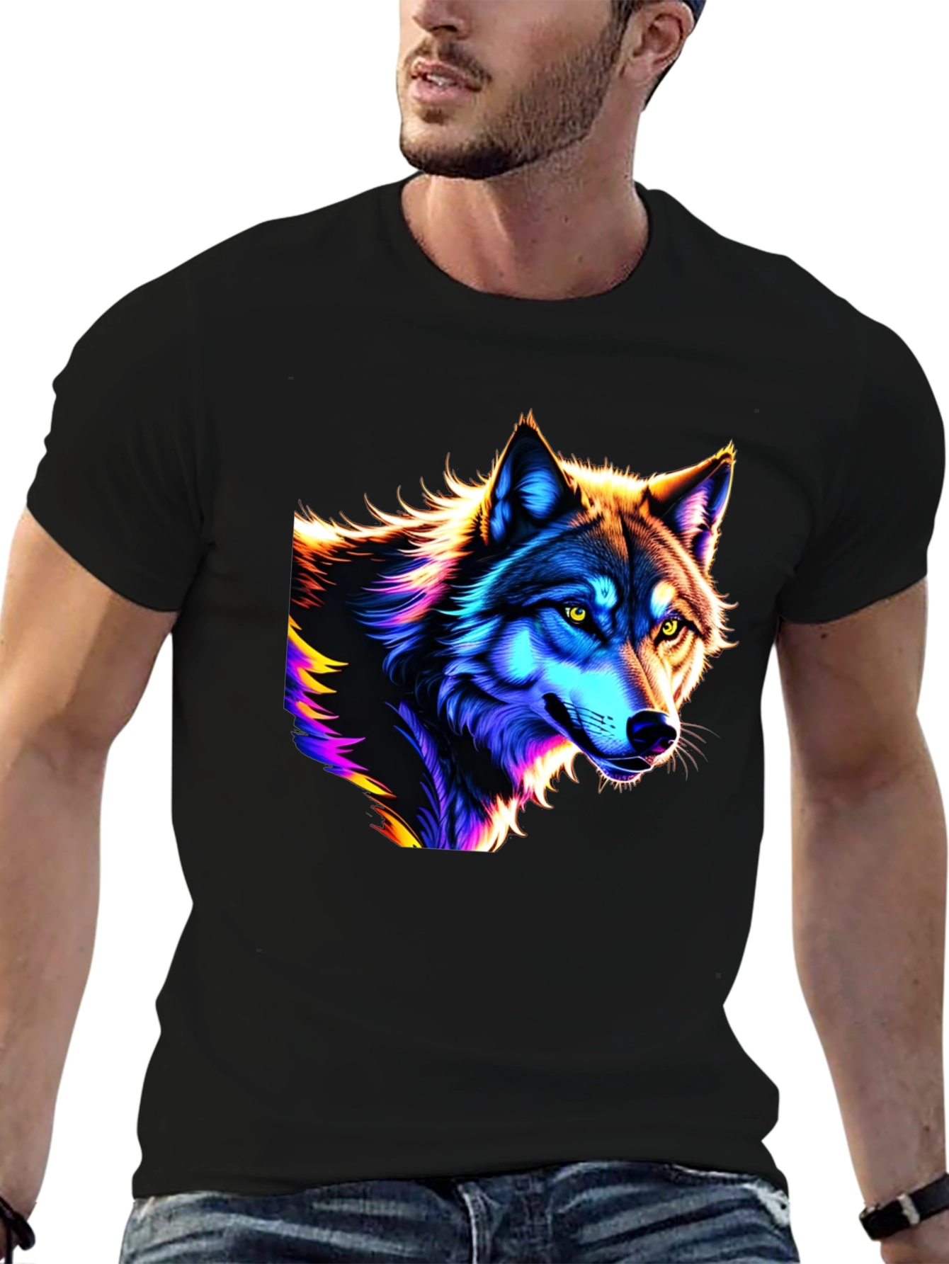 Neon Wolf Graphic T-Shirt