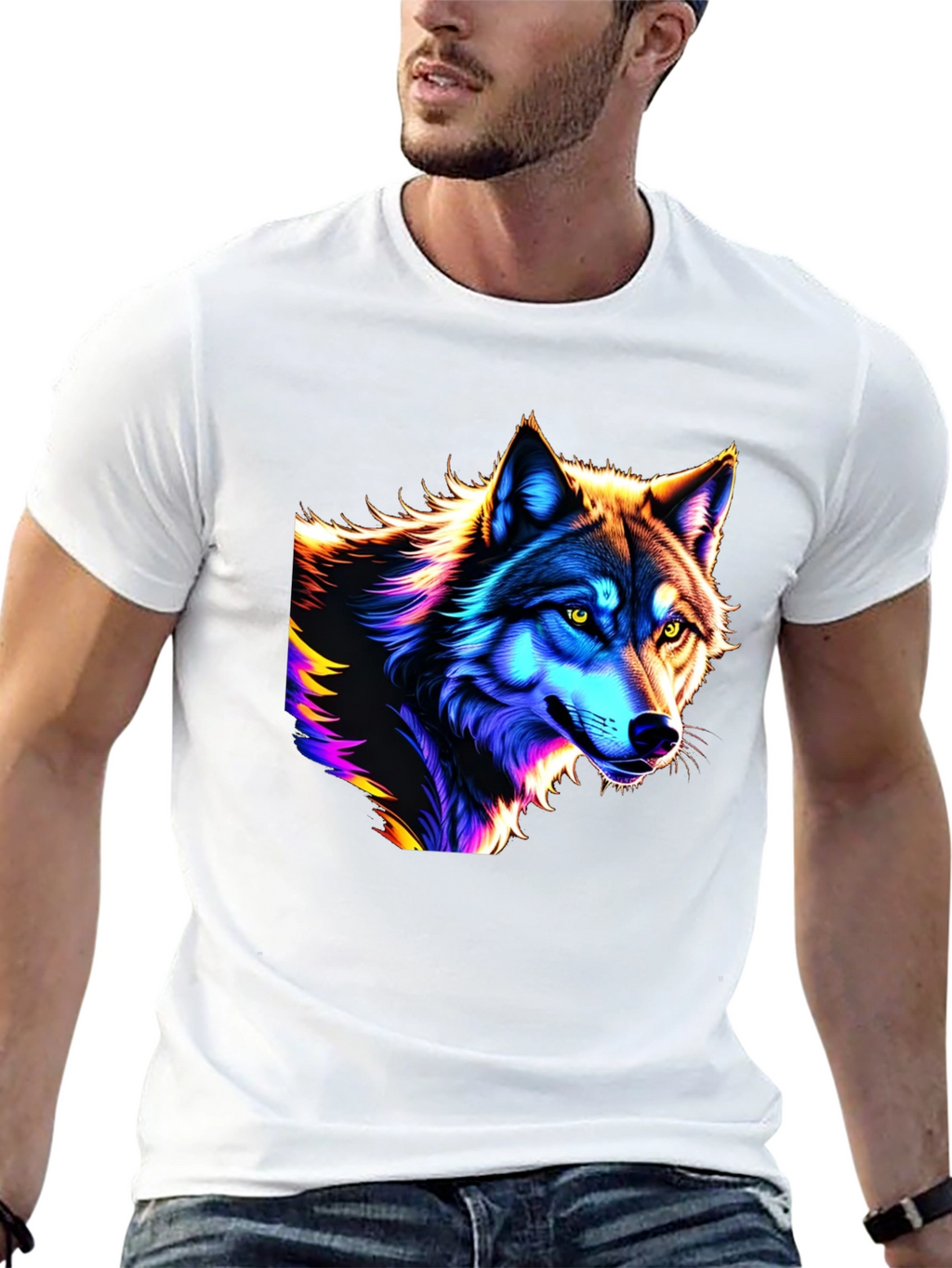 Neon Wolf Graphic T-Shirt