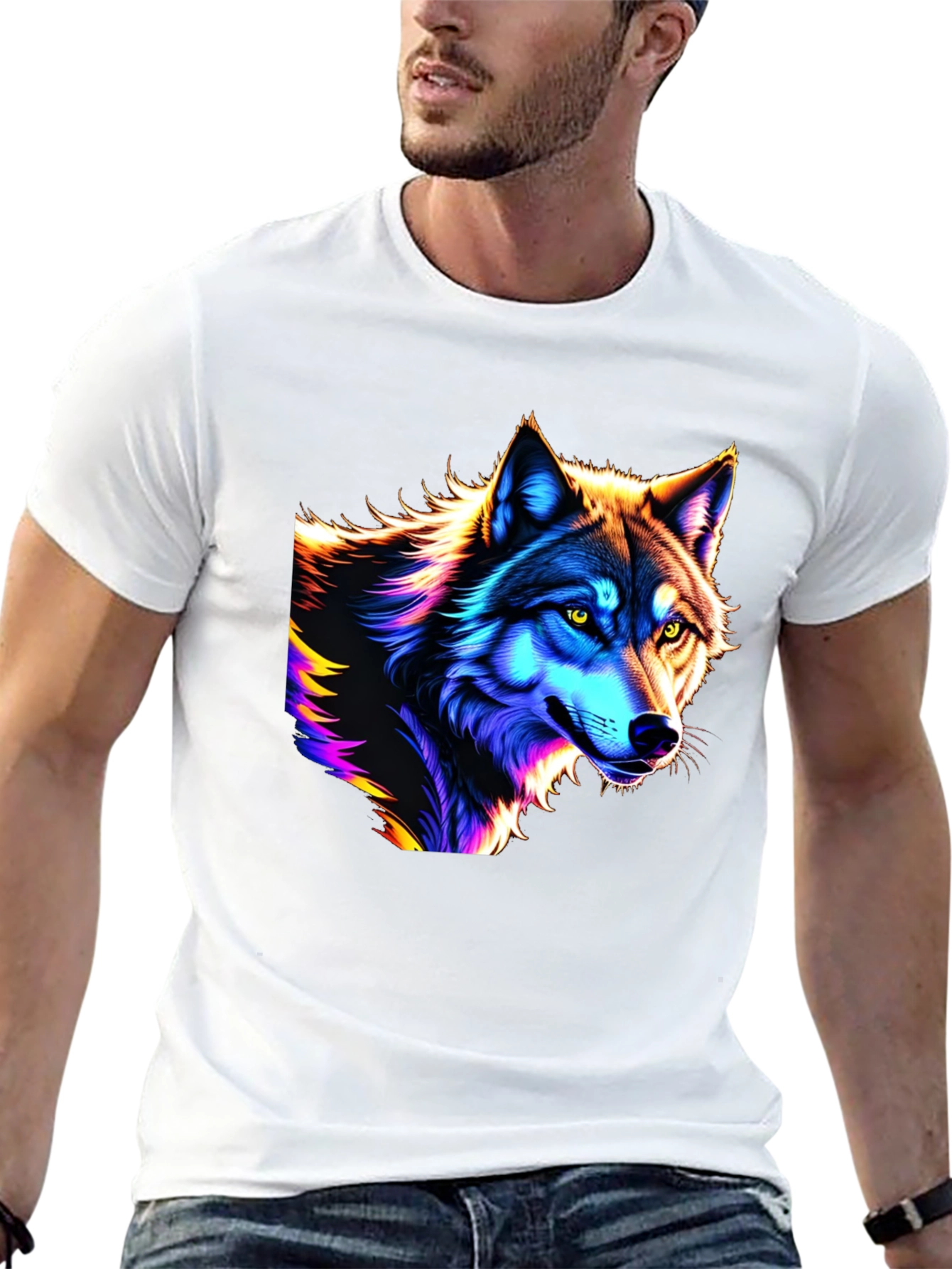 Neon Wolf Graphic T-Shirt