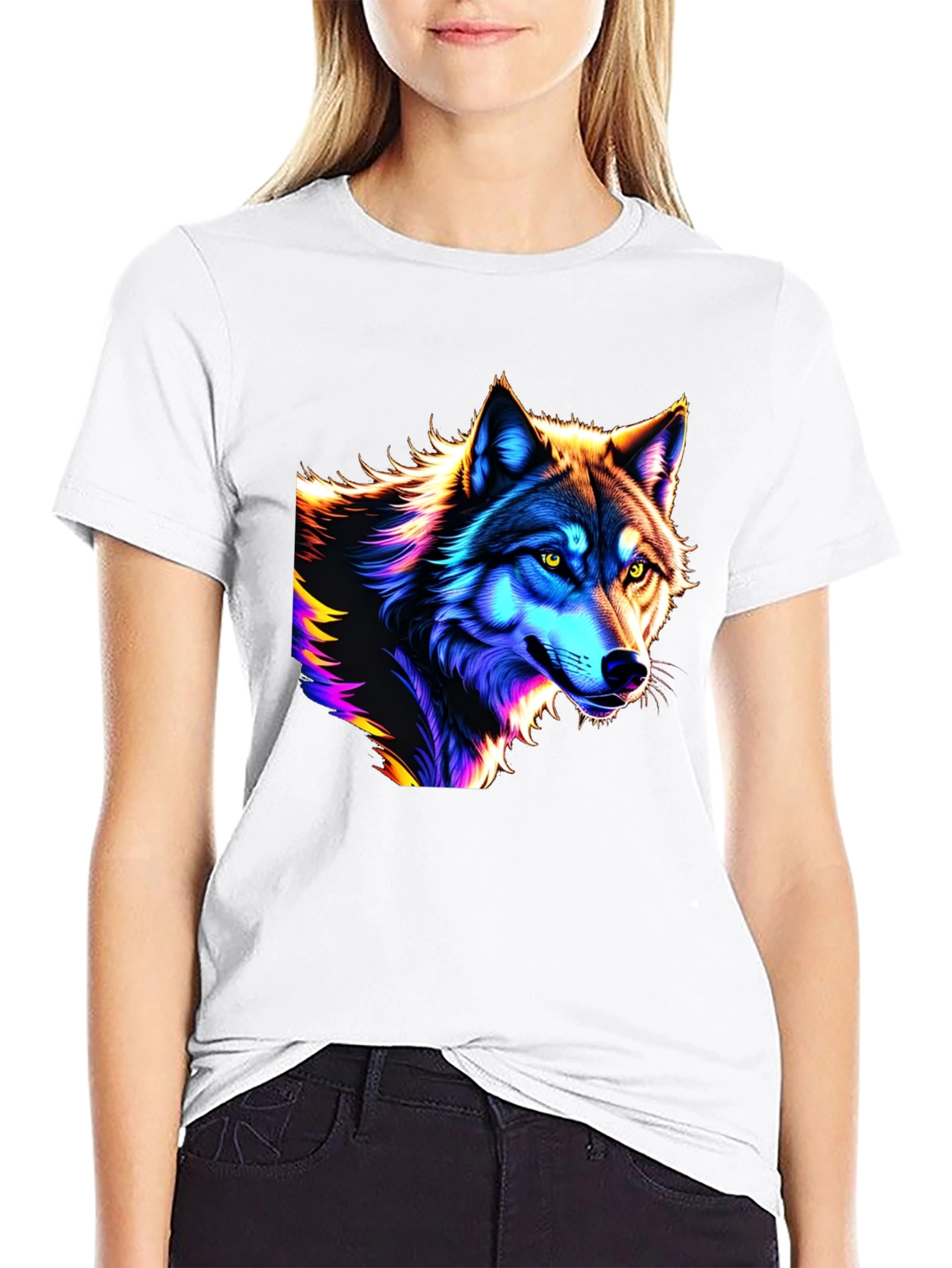Neon Wolf Graphic T-Shirt