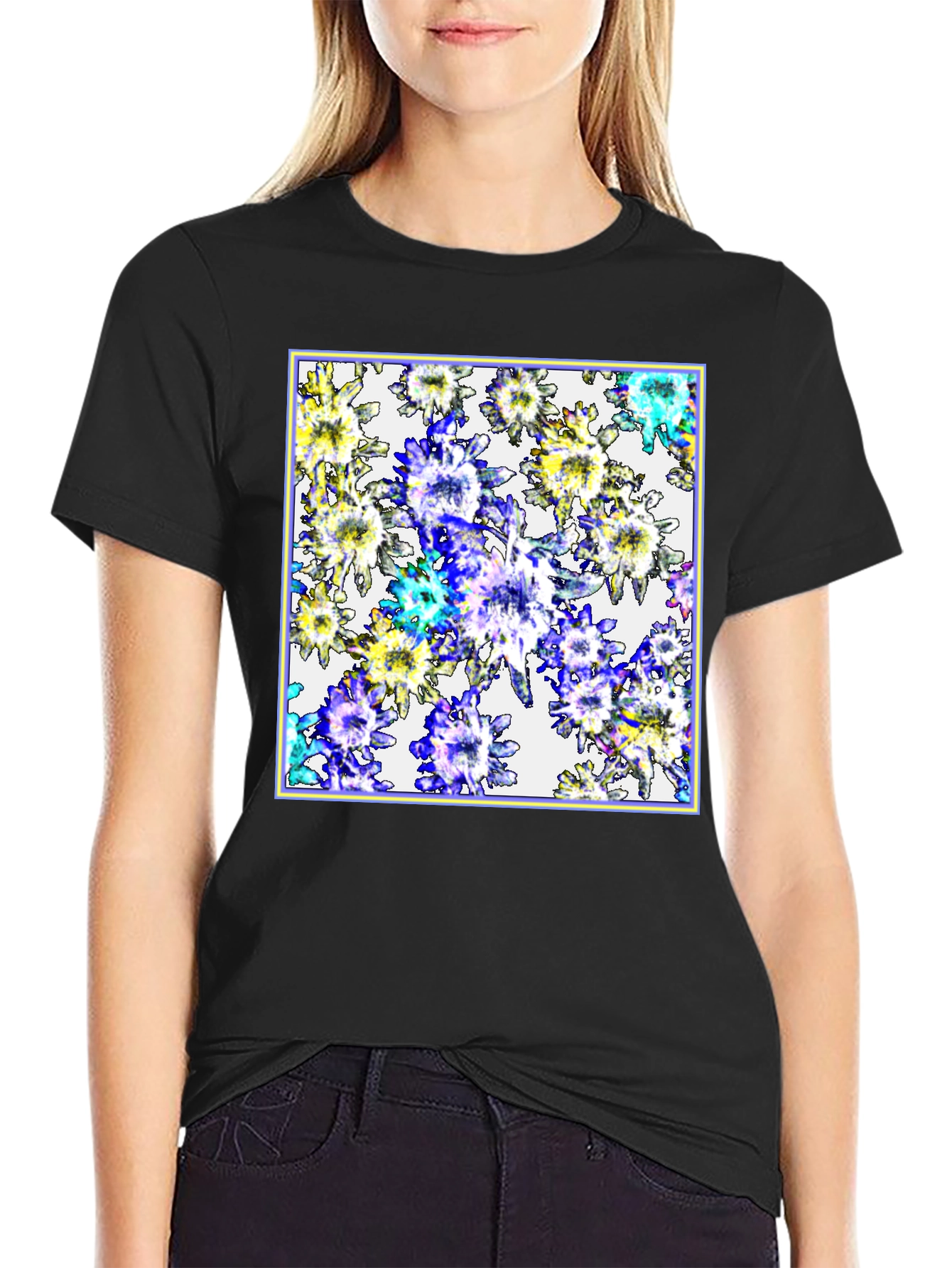 Floral Burst Black T-Shirt