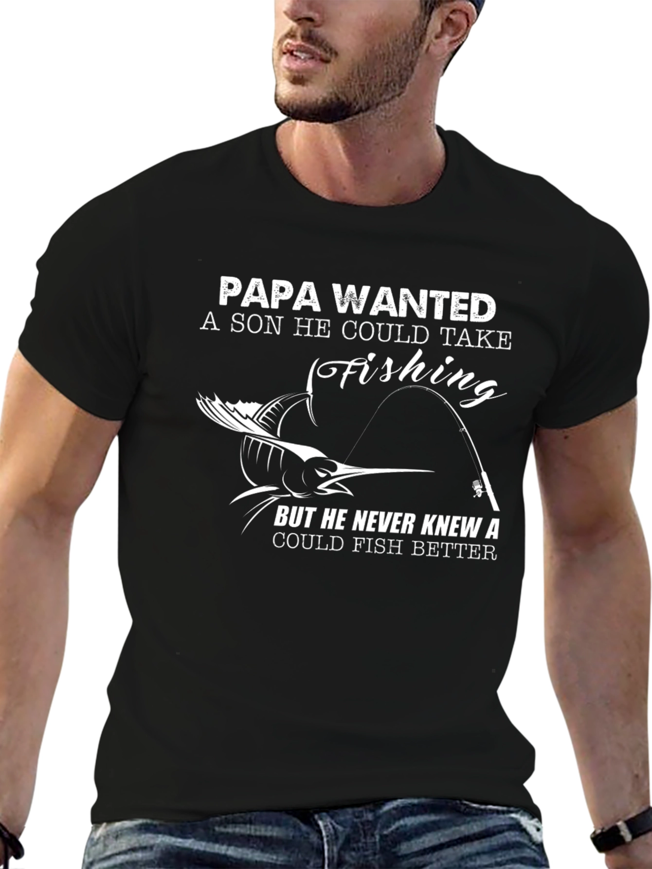 Papa Wanted Fishing T-Shirt