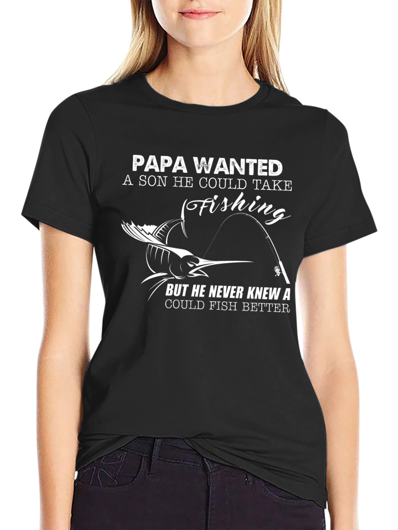 Papa Wanted Fishing T-Shirt