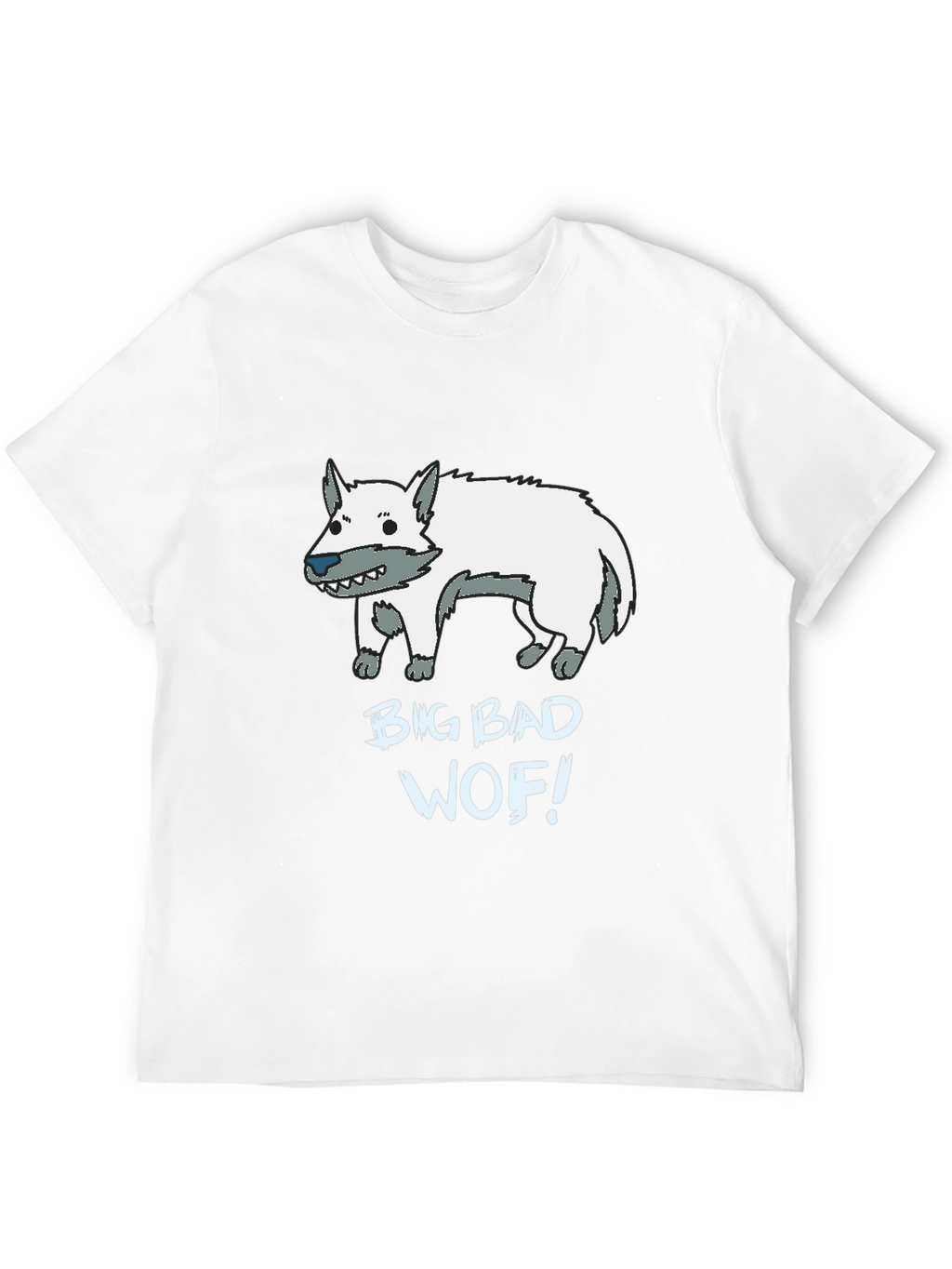 Big Bad Wof! Cartoon Wolf Graphic Black T-Shirt