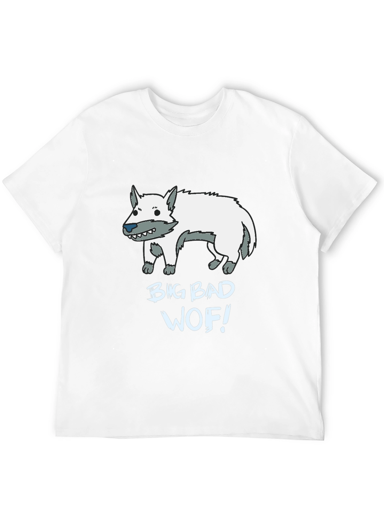 Big Bad Wof! Cartoon Wolf Graphic Black T-Shirt