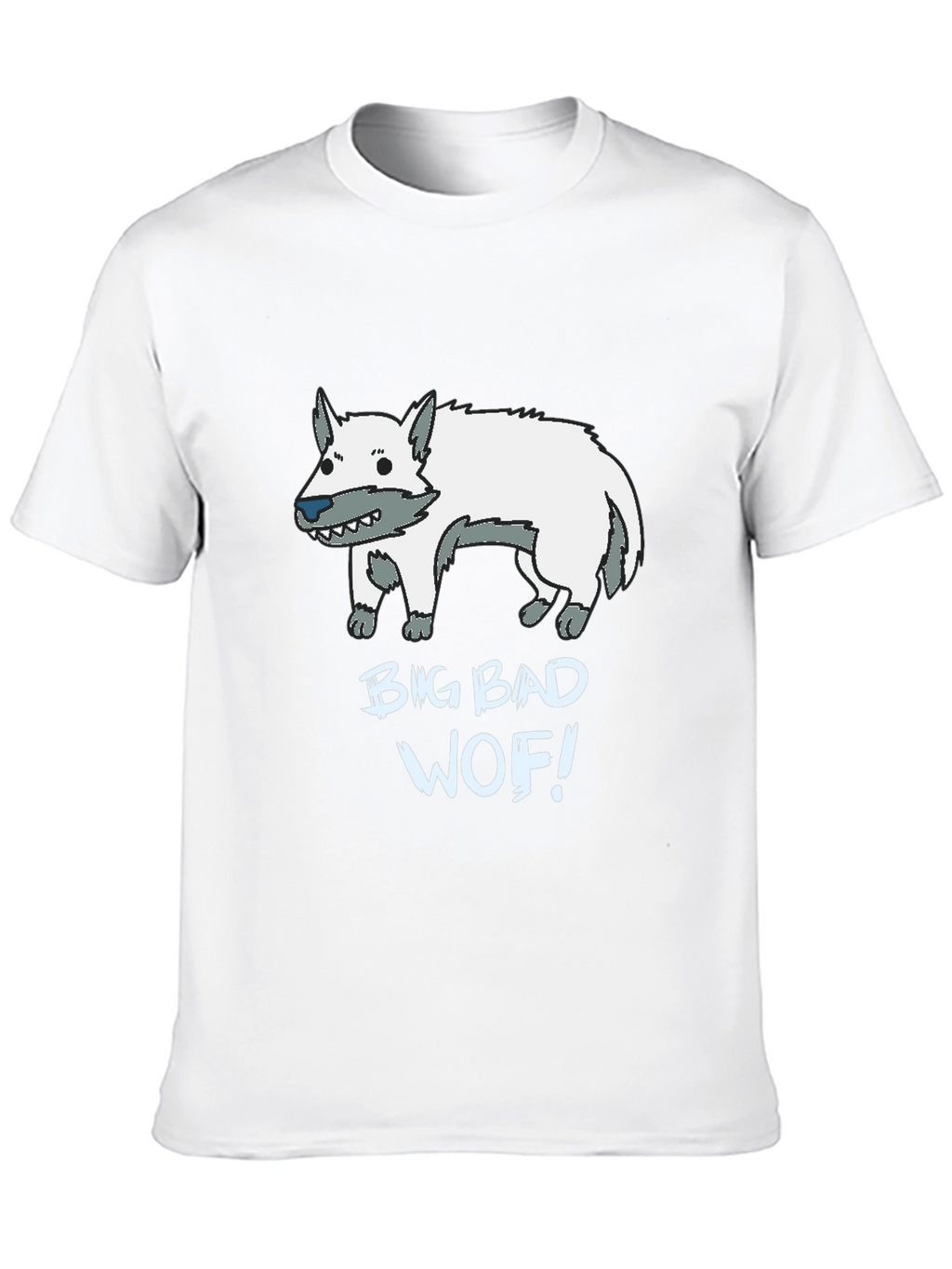 Big Bad Wof! Cartoon Wolf Graphic Black T-Shirt
