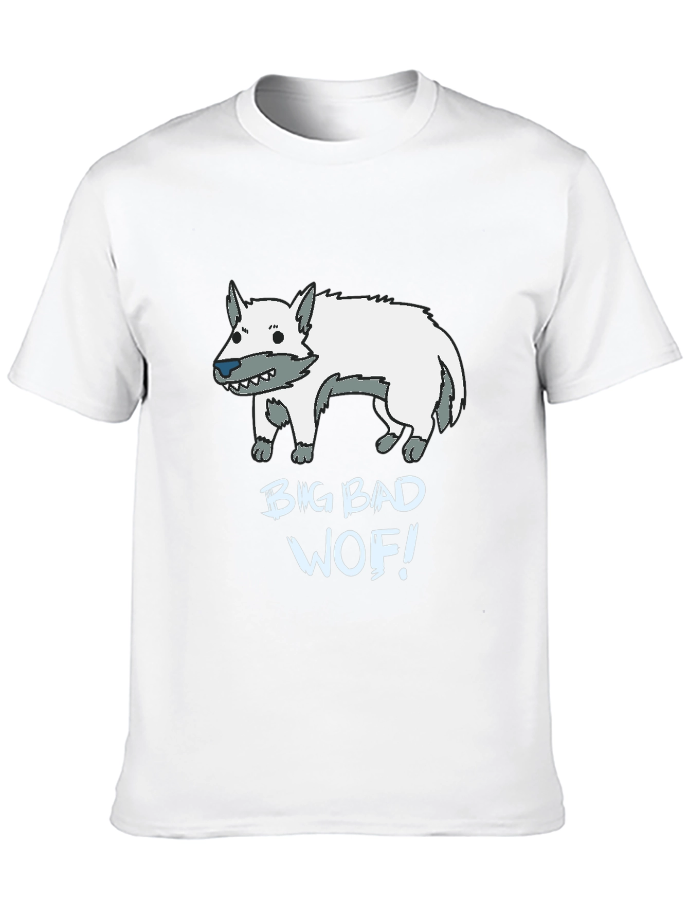 Big Bad Wof! Cartoon Wolf Graphic Black T-Shirt