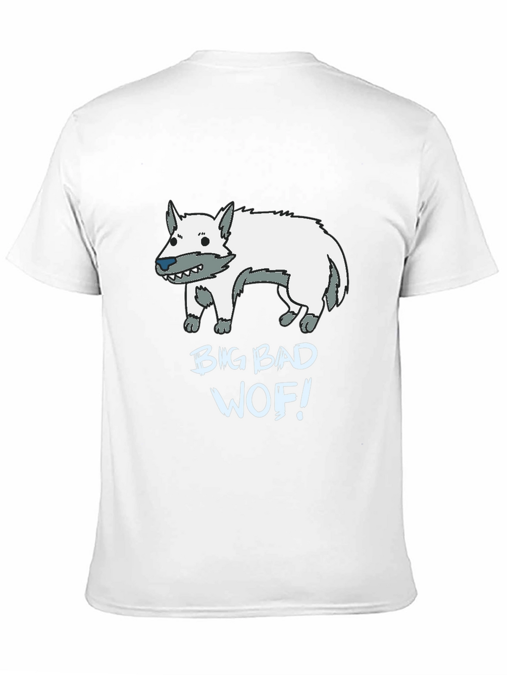 Big Bad Wof! Cartoon Wolf Graphic Black T-Shirt