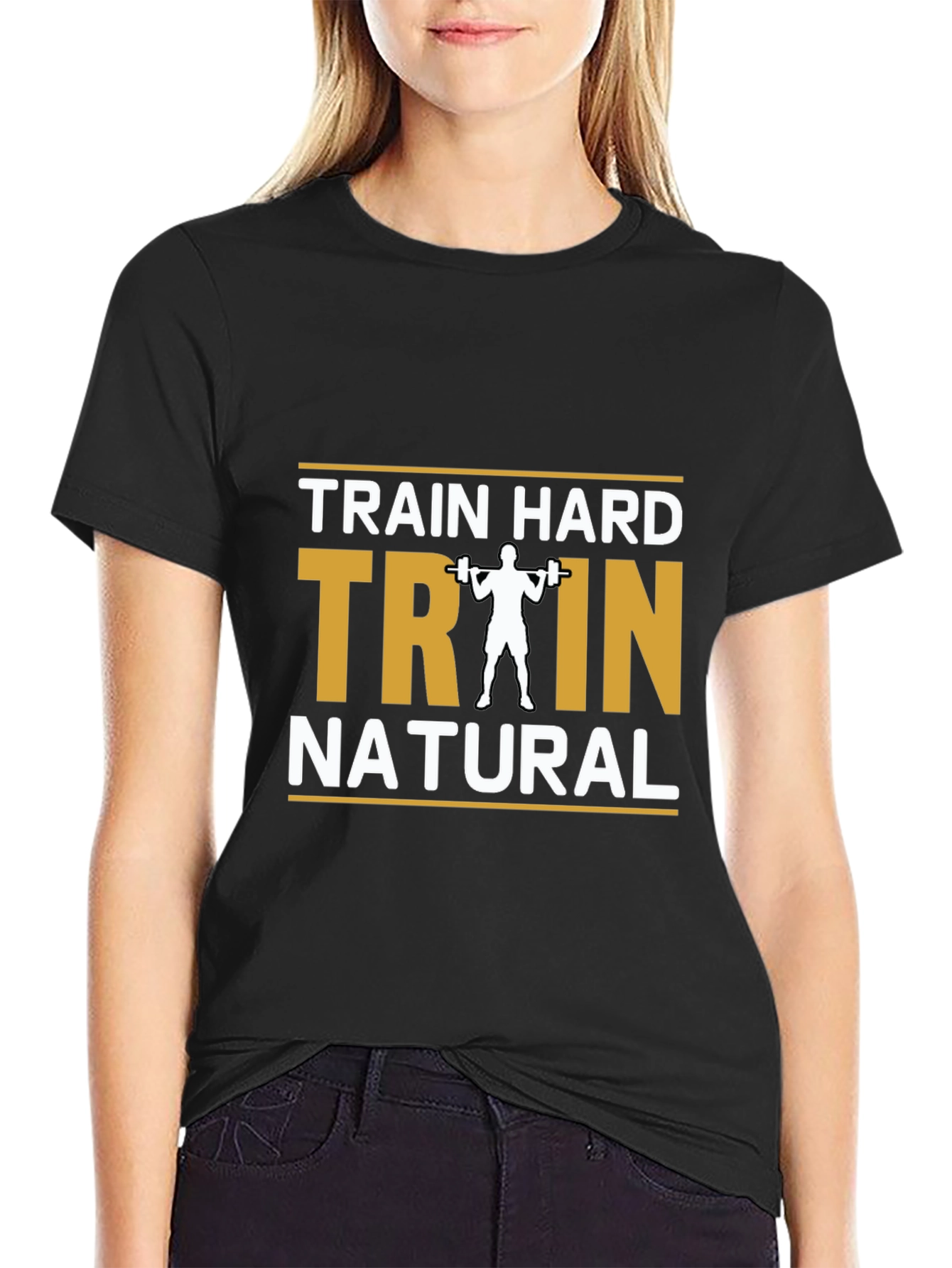 Train Hard Natural Black T-Shirt