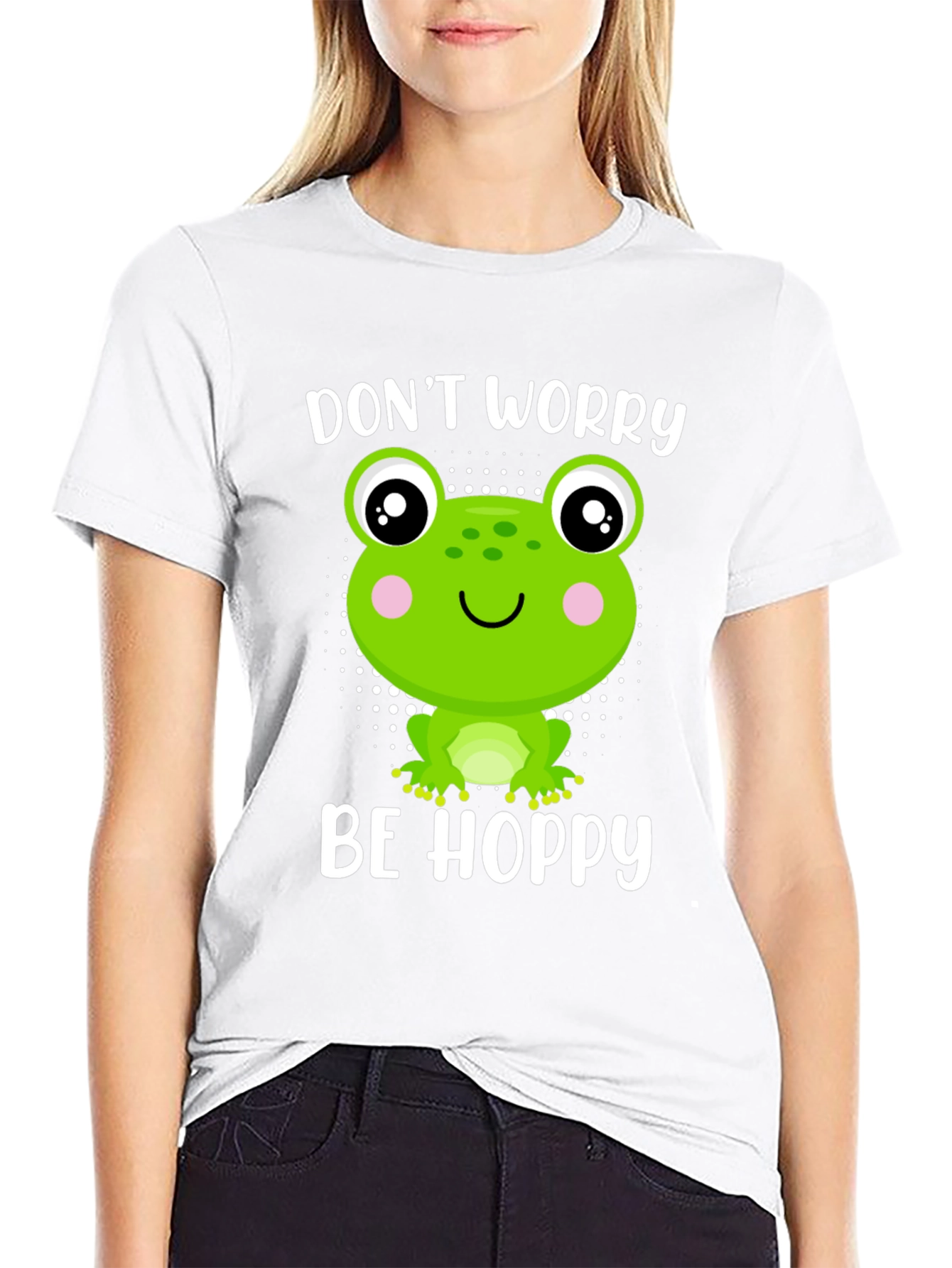 Dont Worry Be Hoppy Frog Graphic Tee