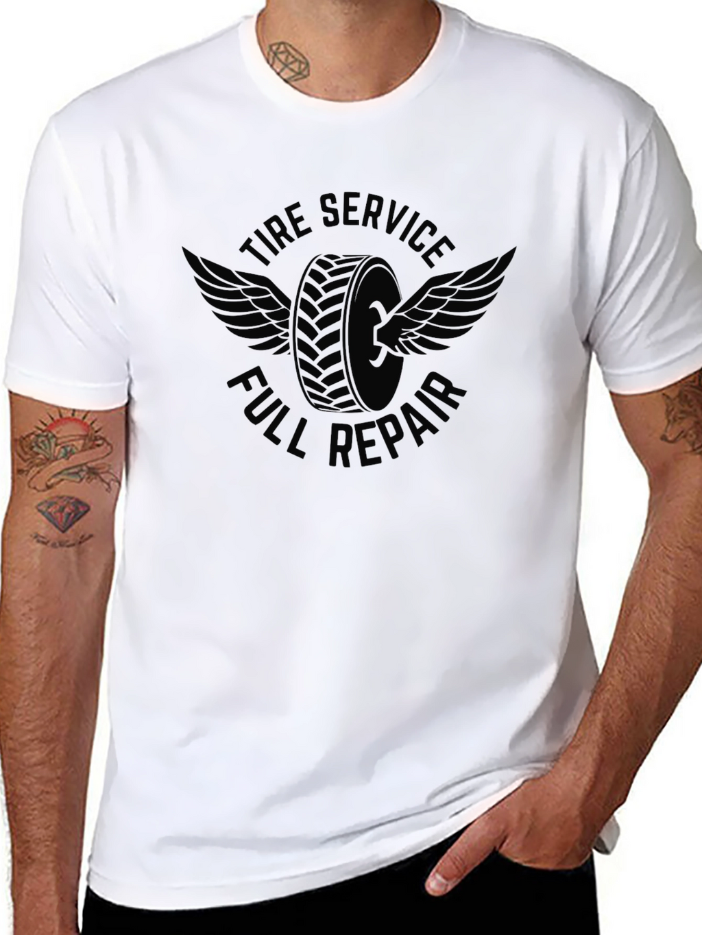 Tire Service Full Repair Black Graphic Tee