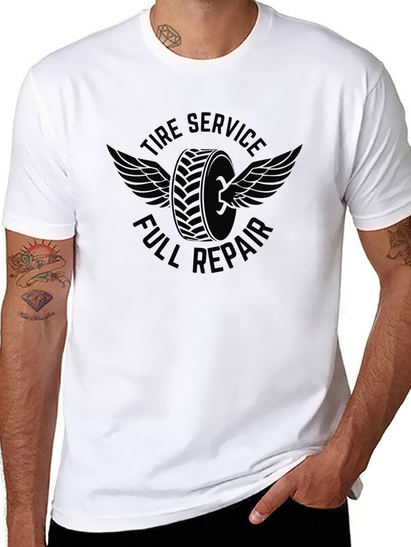Tire Service Full Repair Black Graphic Tee