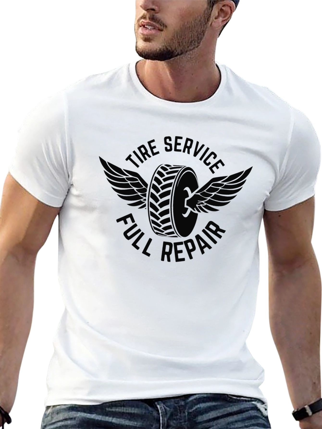 Tire Service Full Repair Black Graphic Tee