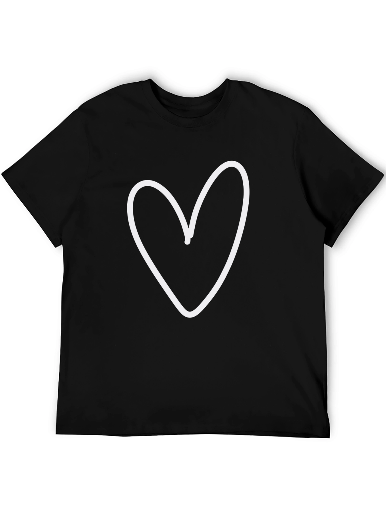 Heart Outline Graphic Print Crew Neck T-Shirt