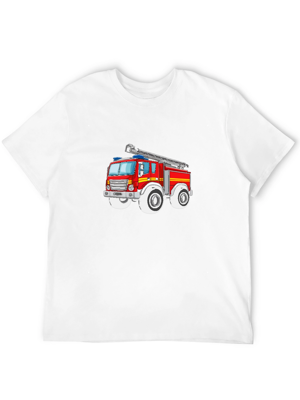 Cartoon Firetruck Graphic T-Shirt - Black