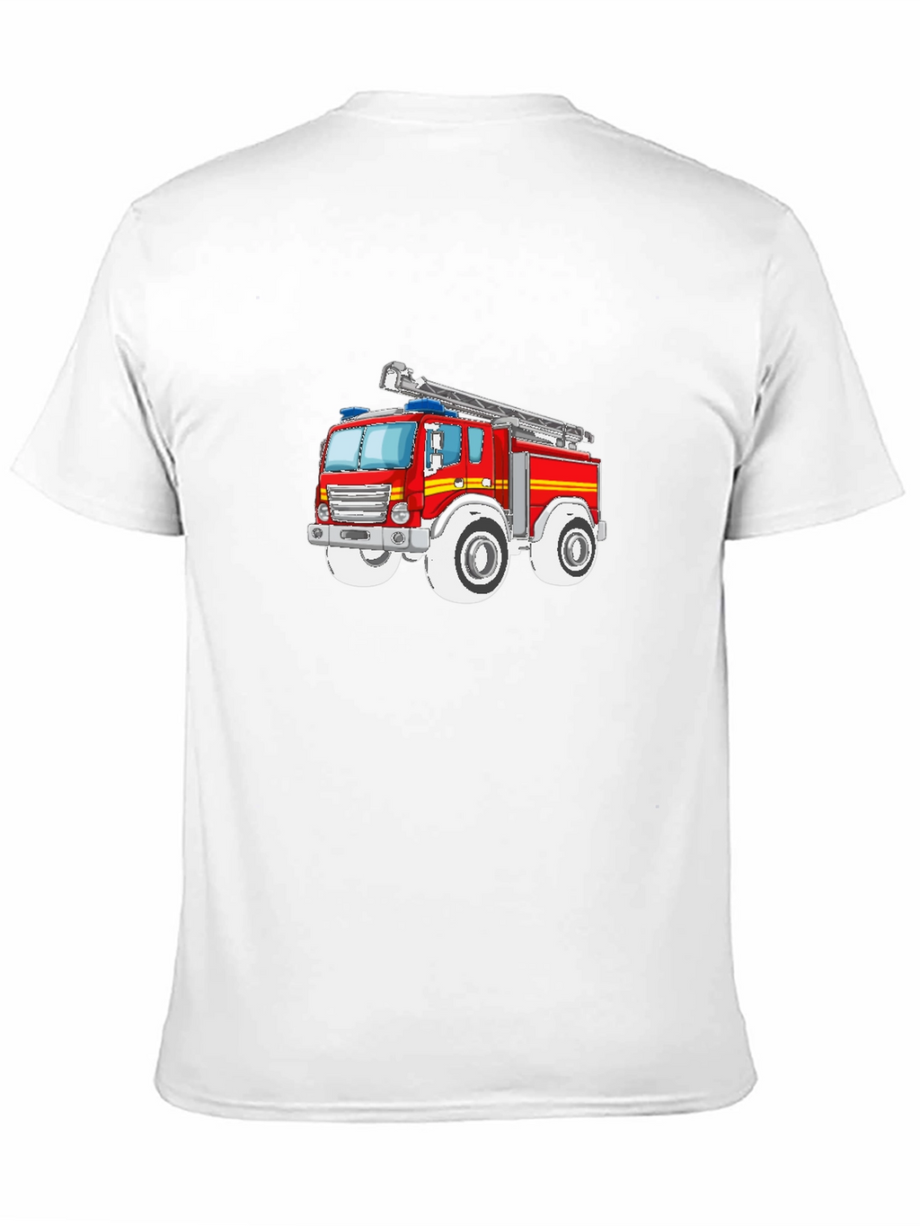 Cartoon Firetruck Graphic T-Shirt - Black