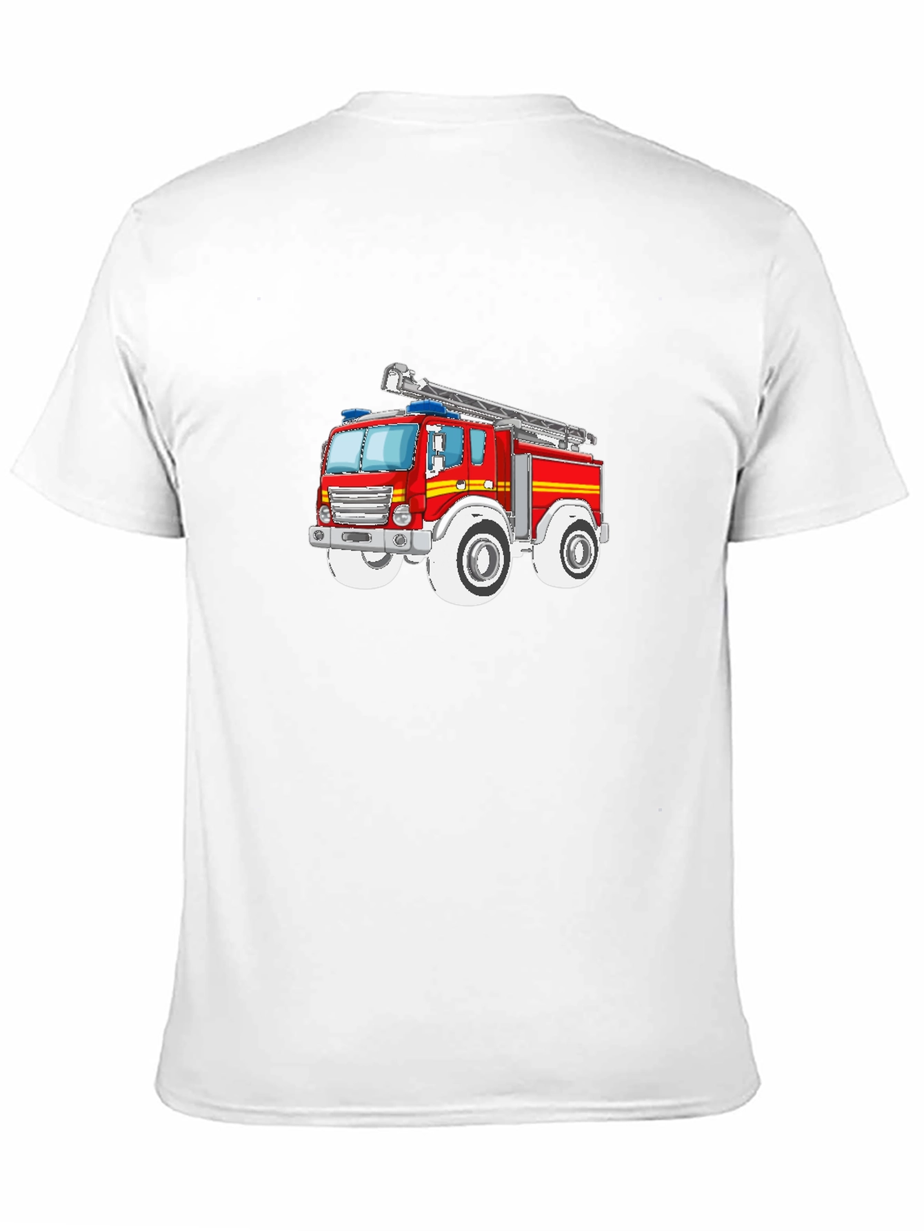 Cartoon Firetruck Graphic T-Shirt - Black