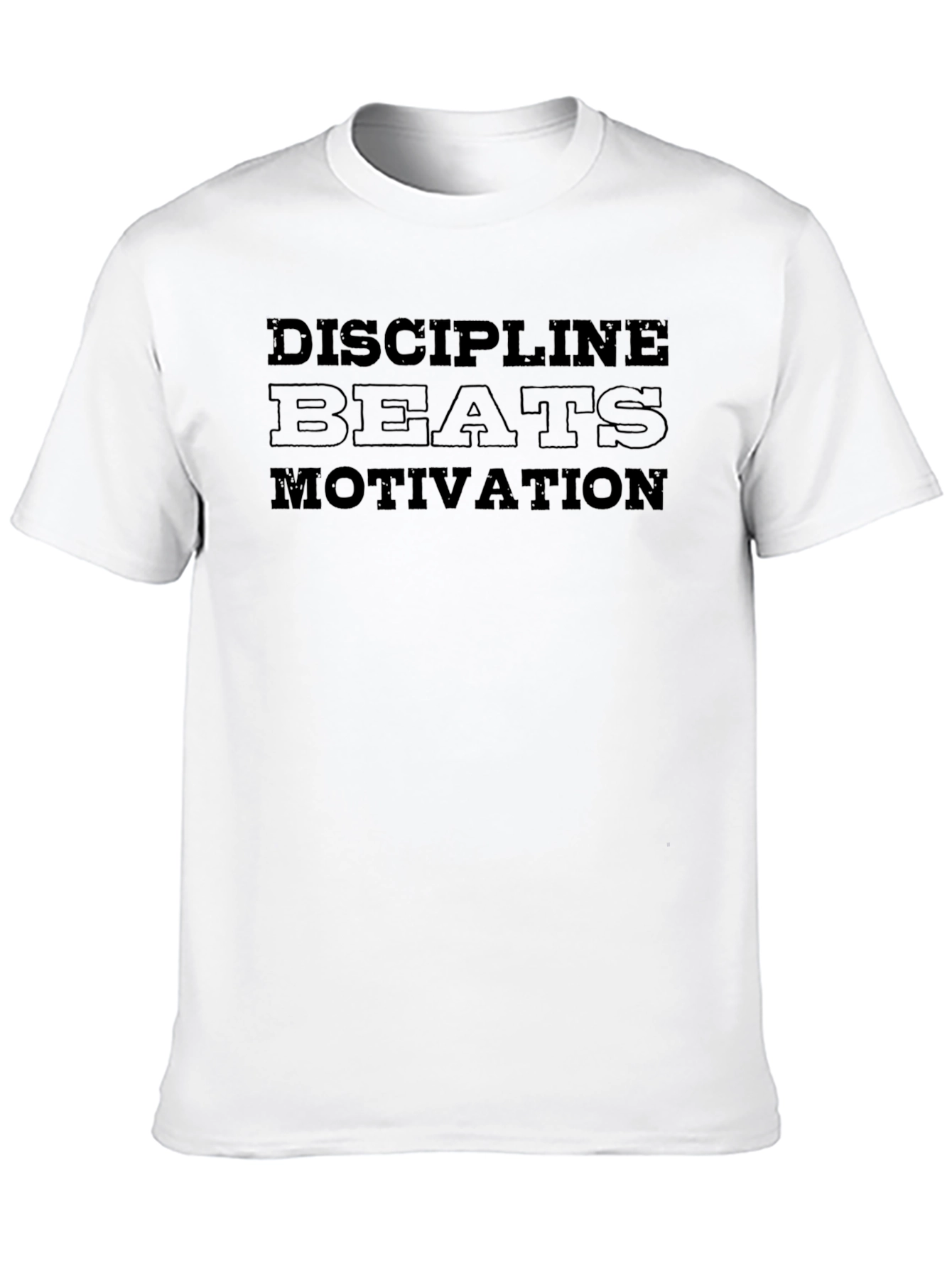 Discipline Beats Motivation Mens Black T-Shirt