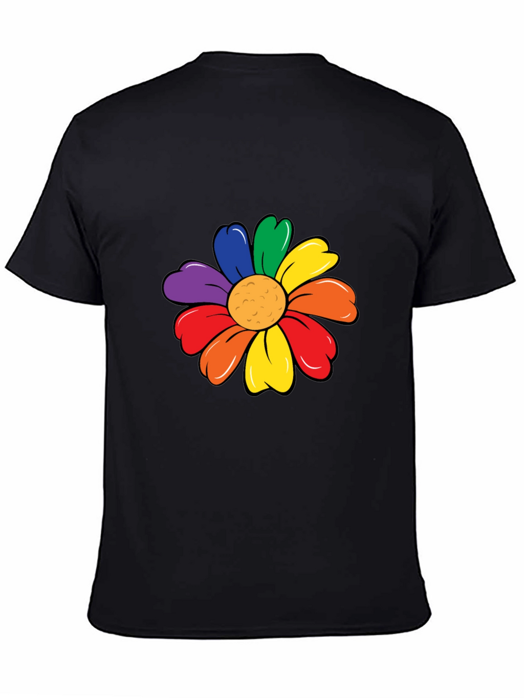 Rainbow Flower Graphic Tee - Black Unisex T-Shirt
