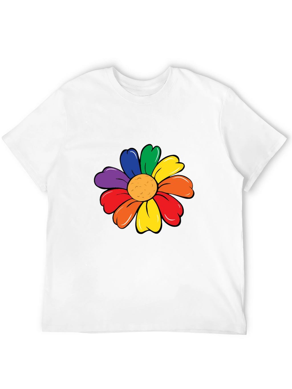 Rainbow Flower Graphic Tee - Black Unisex T-Shirt