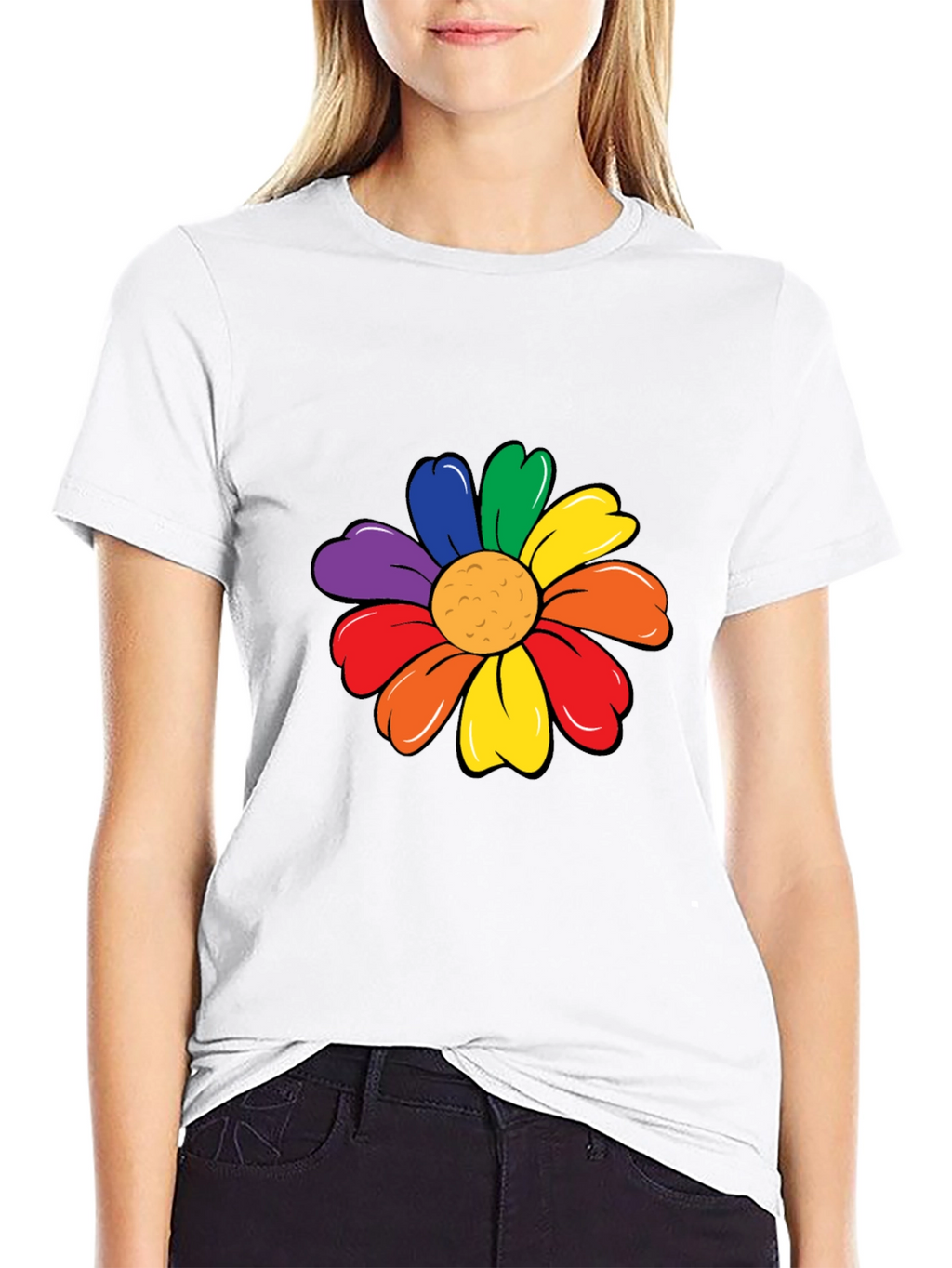 Rainbow Flower Graphic Tee - Black Unisex T-Shirt