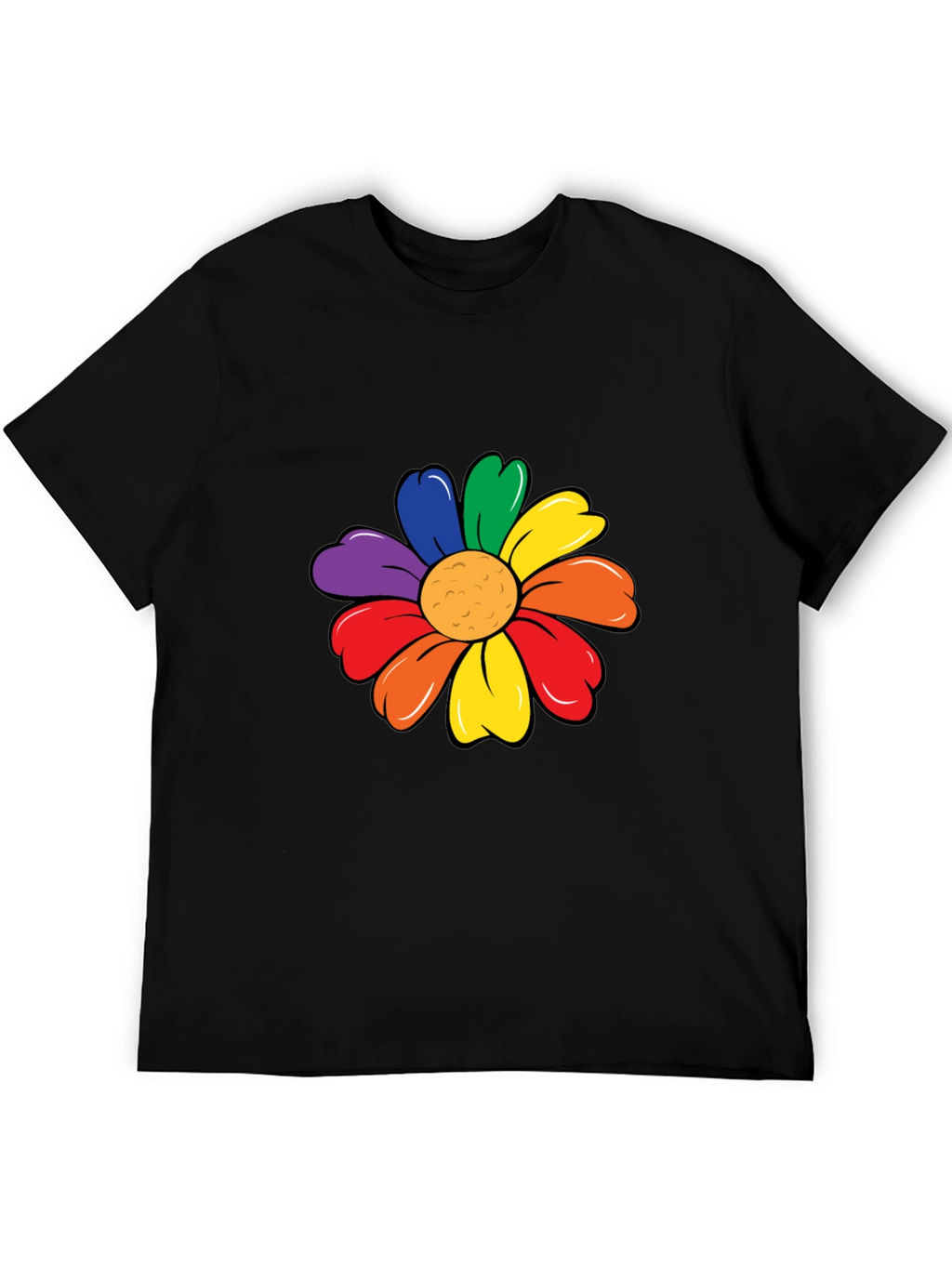 Rainbow Flower Graphic Tee - Black Unisex T-Shirt