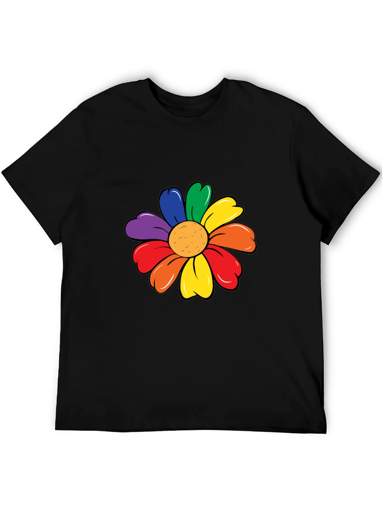 Rainbow Flower Graphic Tee - Black Unisex T-Shirt