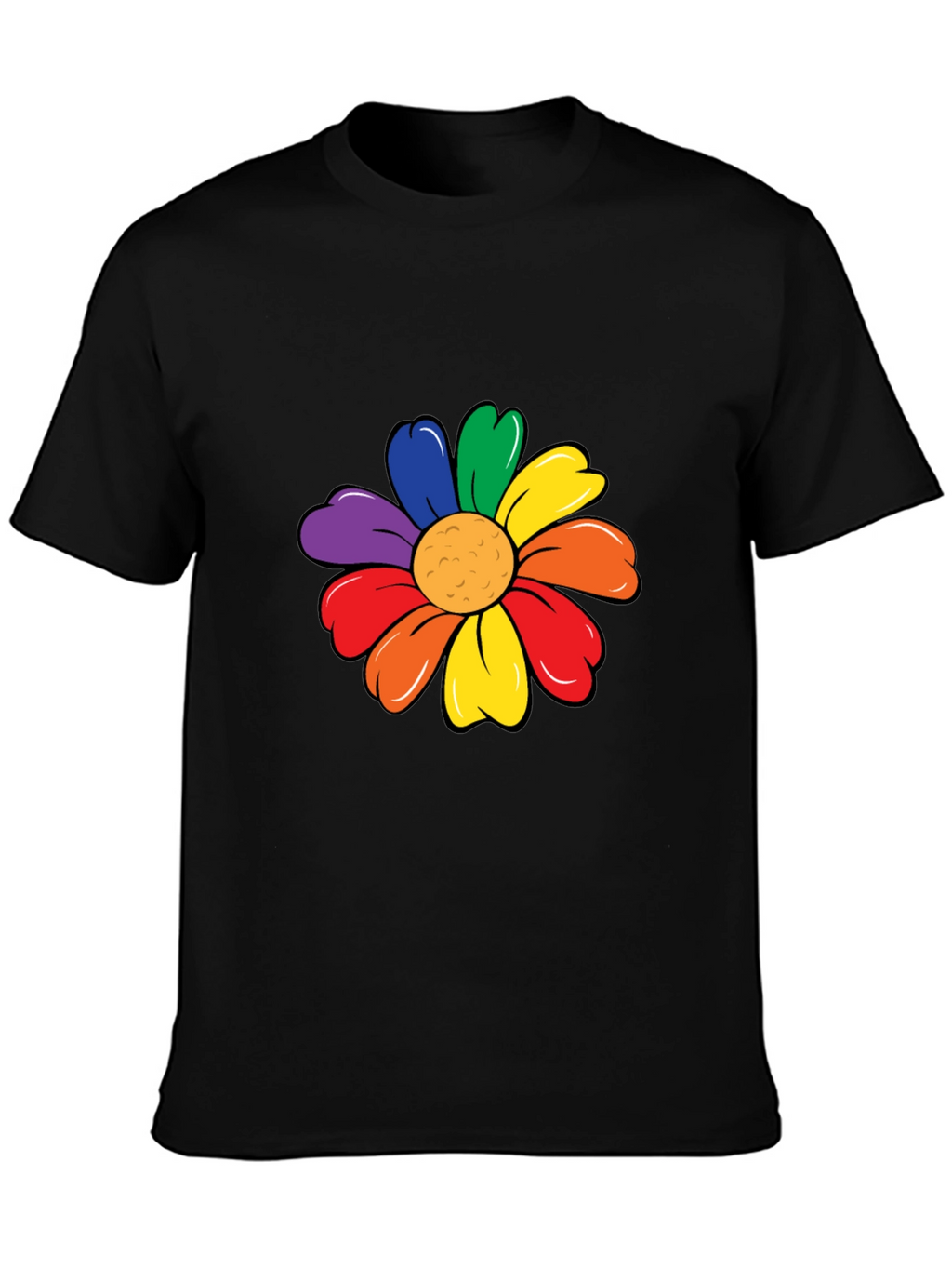 Rainbow Flower Graphic Tee - Black Unisex T-Shirt