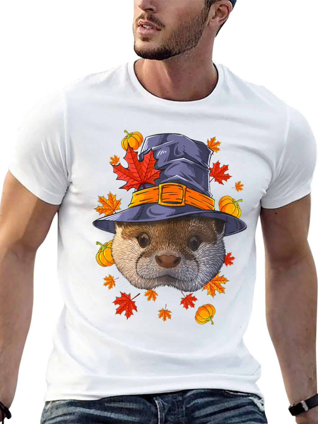 Otter in Witch Hat Halloween T-Shirt
