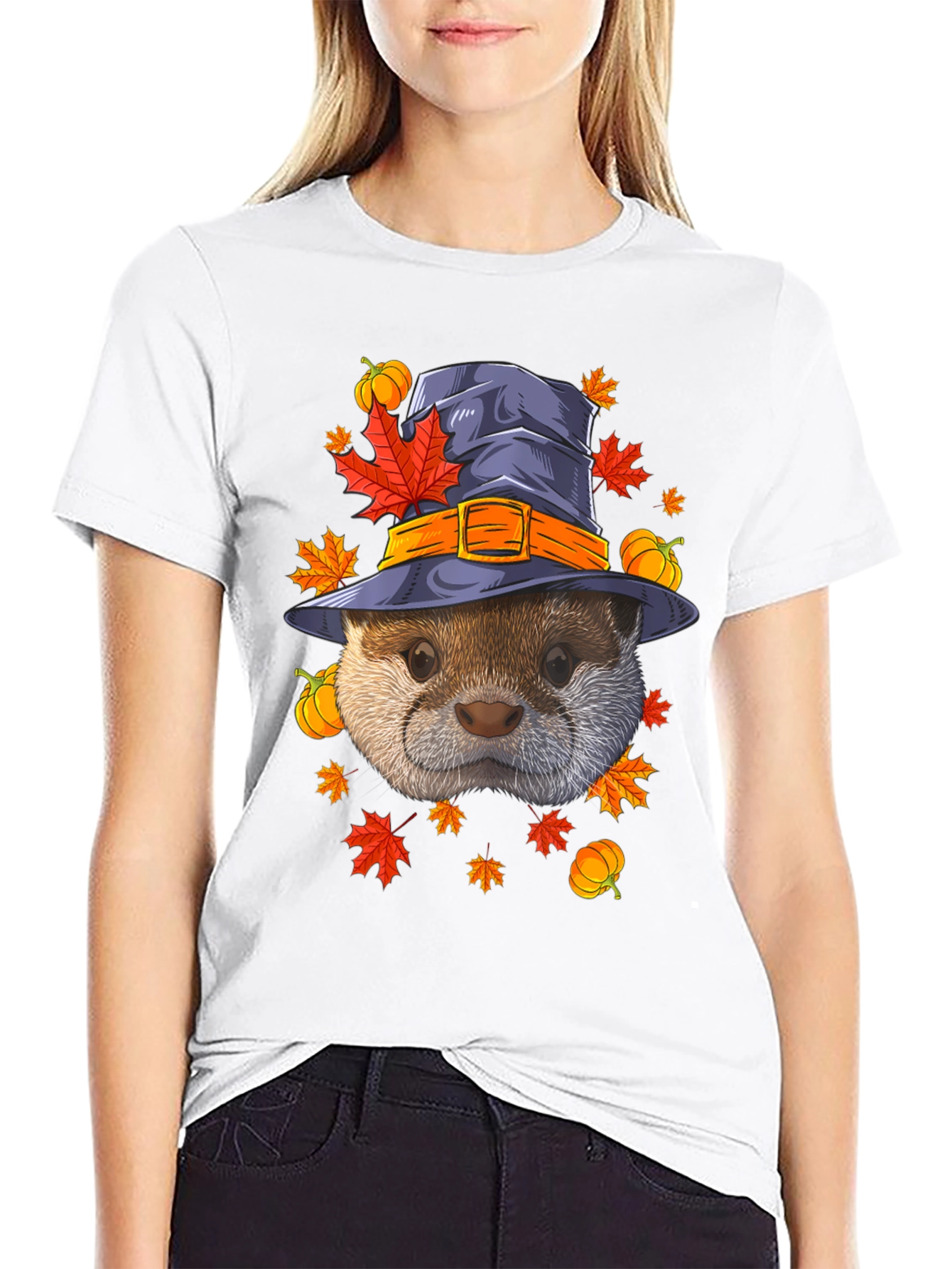 Otter in Witch Hat Halloween T-Shirt